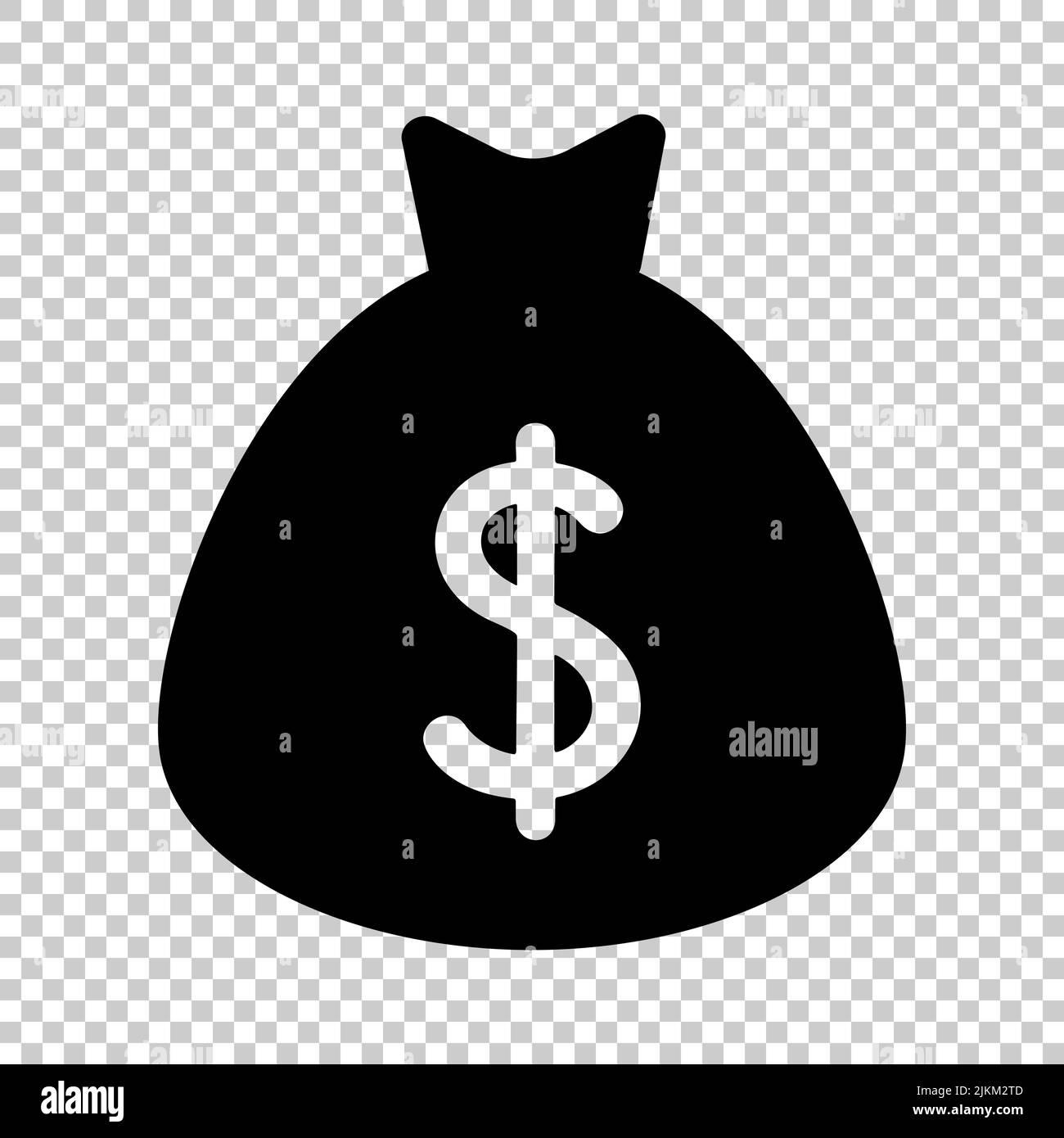 Simbolo della silhouette del sacchetto del contrassegno dollaro. Risparmio di denaro. Vettore modificabile. Illustrazione Vettoriale