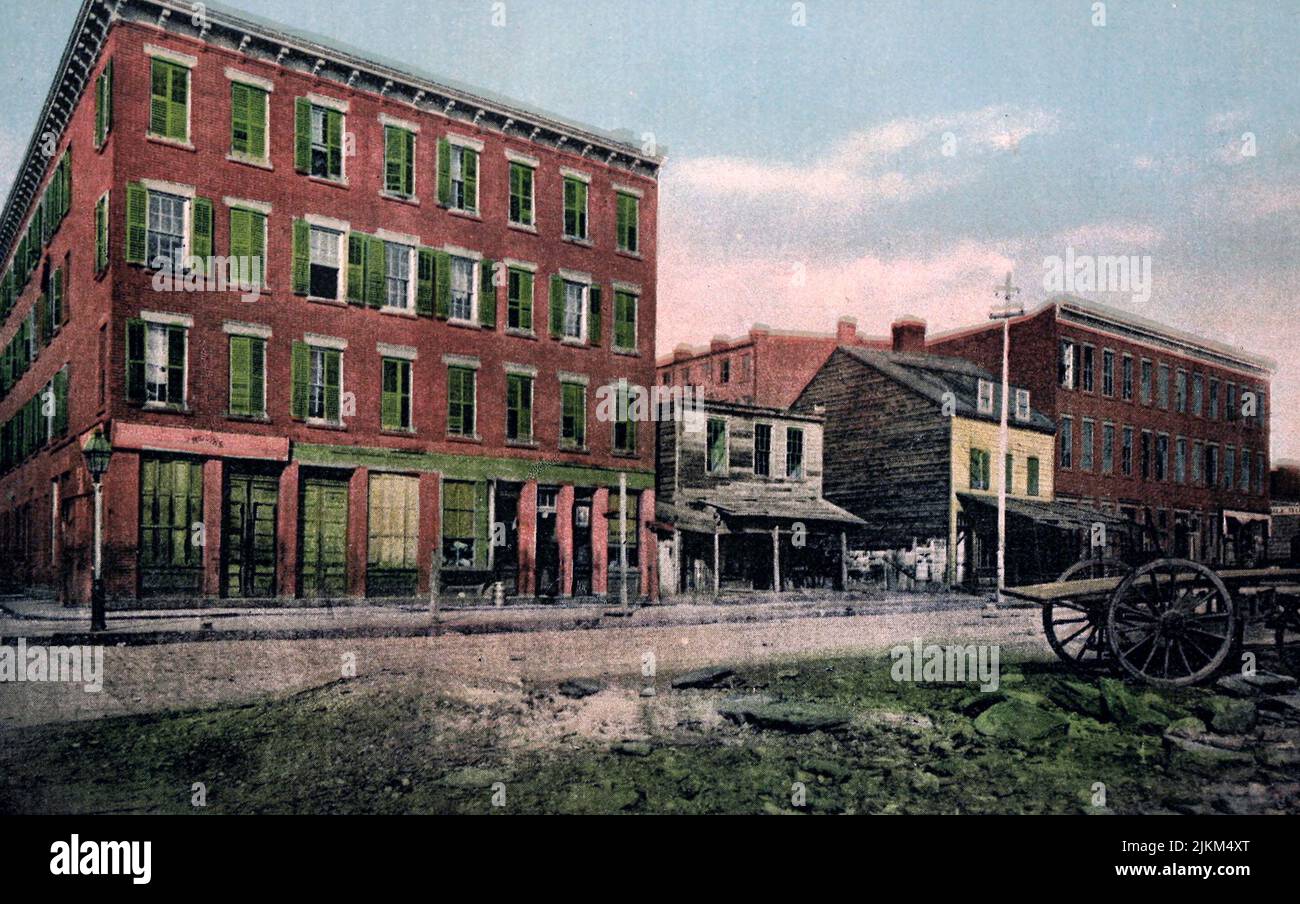Rara vista anticipata di Broadway North da Fifty-Second Street circa 1865 Foto Stock
