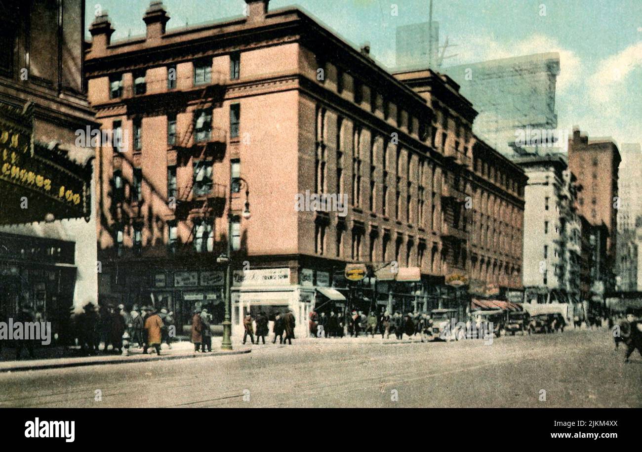 Vista di Broadway North da Fifty-Second Street circa 1920 Foto Stock