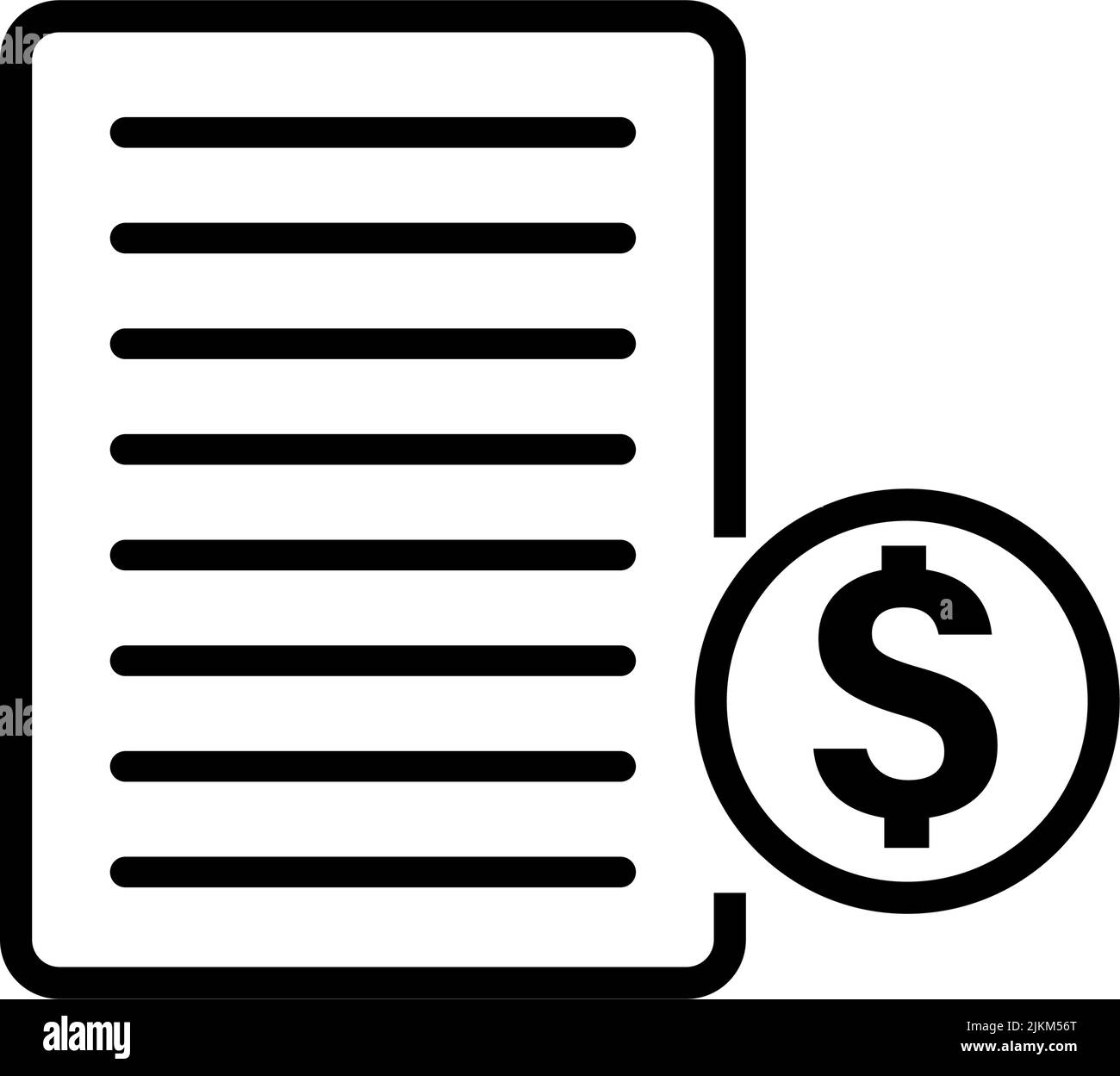 Icona del documento finanziario e moneta del dollaro. Documento contabile. Vettore modificabile. Illustrazione Vettoriale