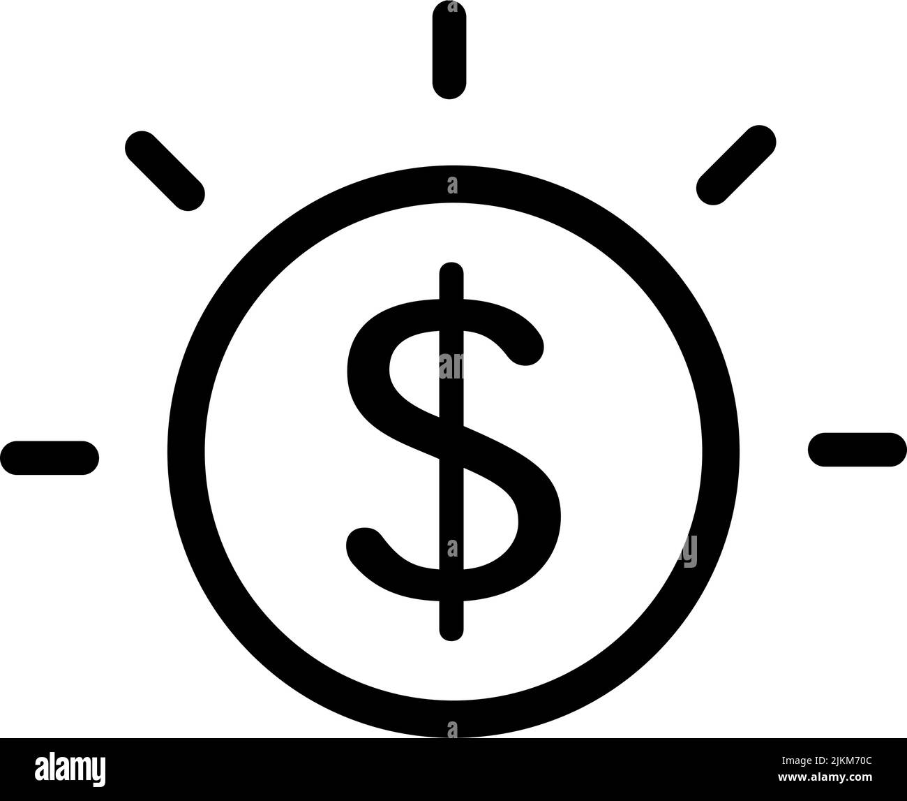 Icona dell'enfasi della moneta del dollaro. Moneta da dollaro pop. Vettore modificabile. Illustrazione Vettoriale