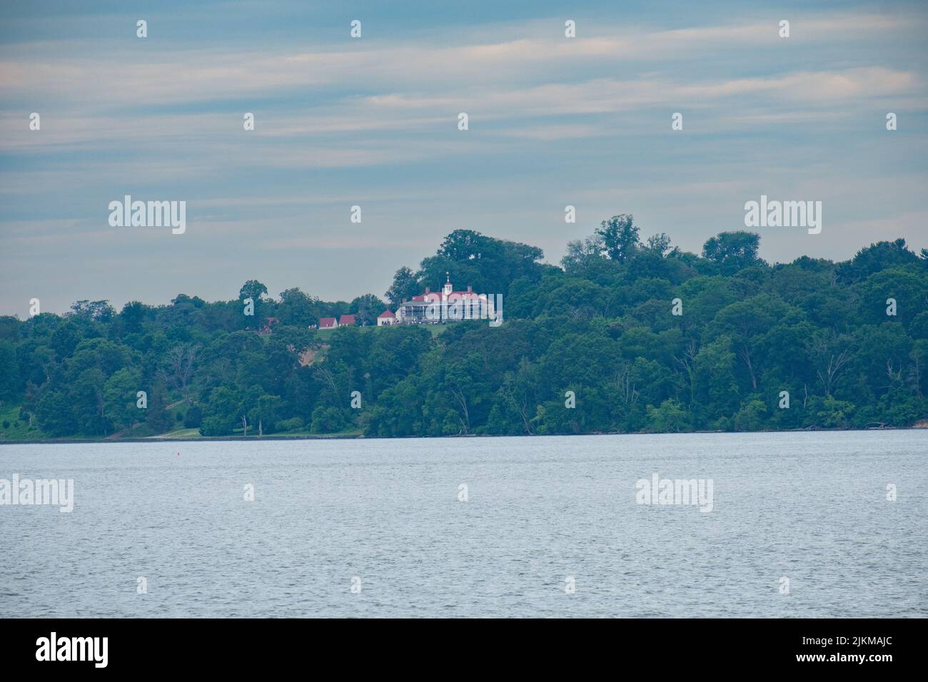 Vista del Monte Vernon di George Washington dal fiume Potomac Foto Stock