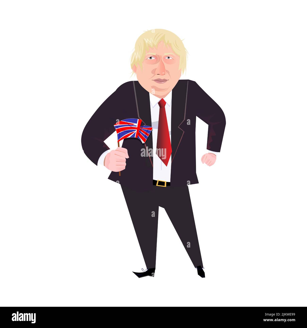 Londra, Regno Unito - 07 luglio 2022: Ritratto vettoriale a lunghezza intera di Boris Johnson. Le dimissioni del primo ministro britannico. Illustrazione Vettoriale