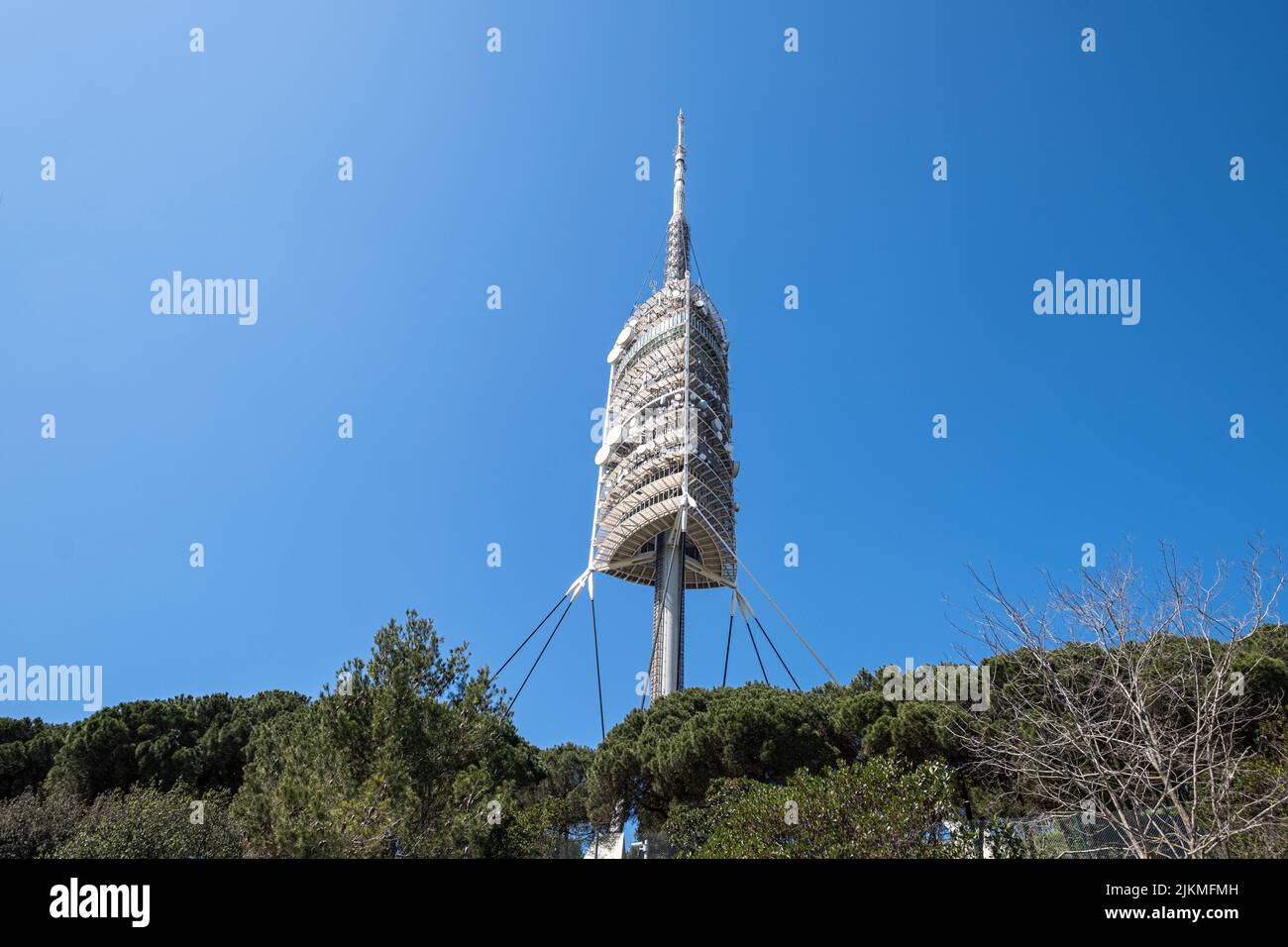 Collserola torre di comunicazione nella città di Barcellona Catalogna Spagna Foto Stock