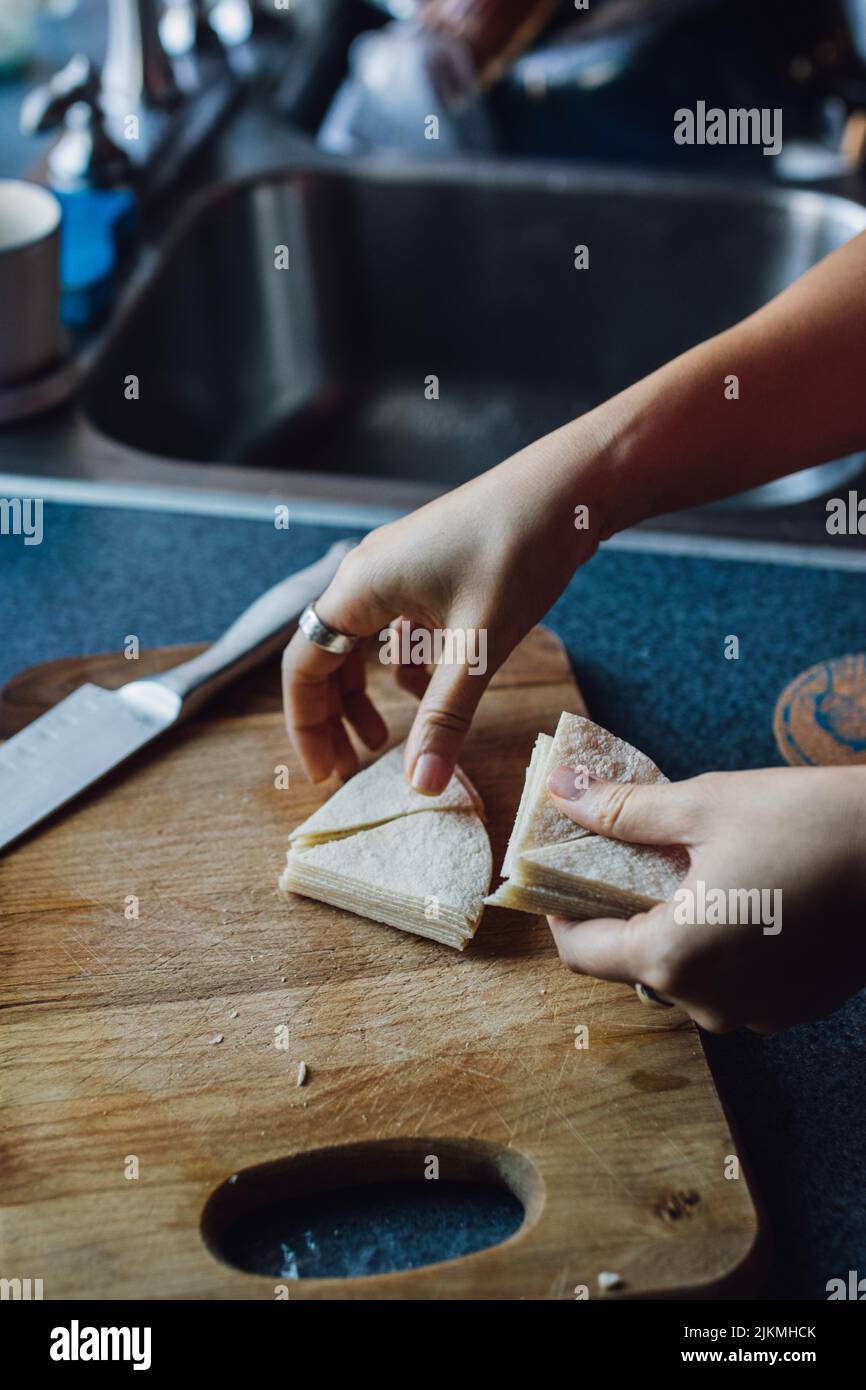 produzione di tortilla chips Foto Stock