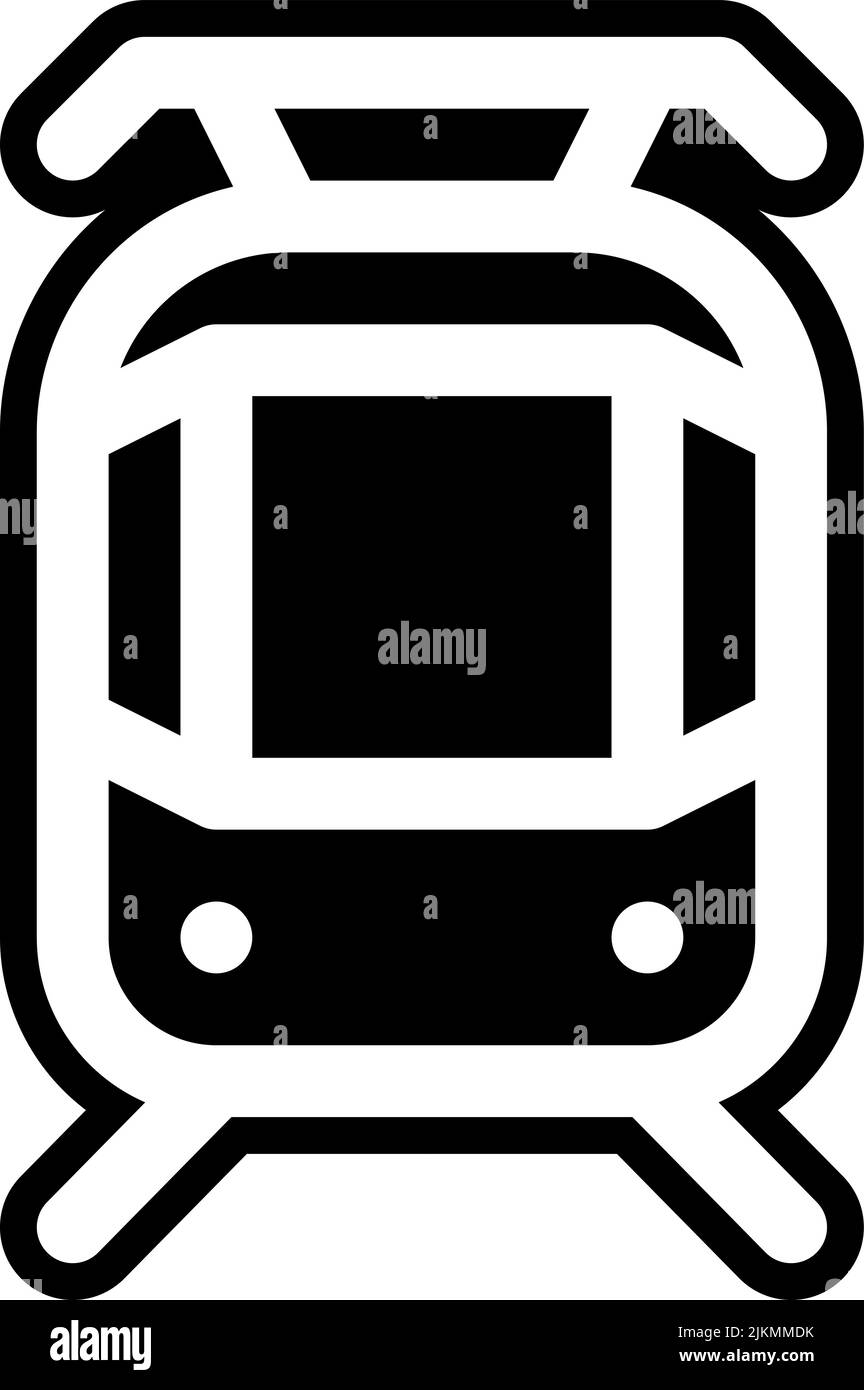 immagine vettoriale nera dell'icona del tram. Illustrazione Vettoriale