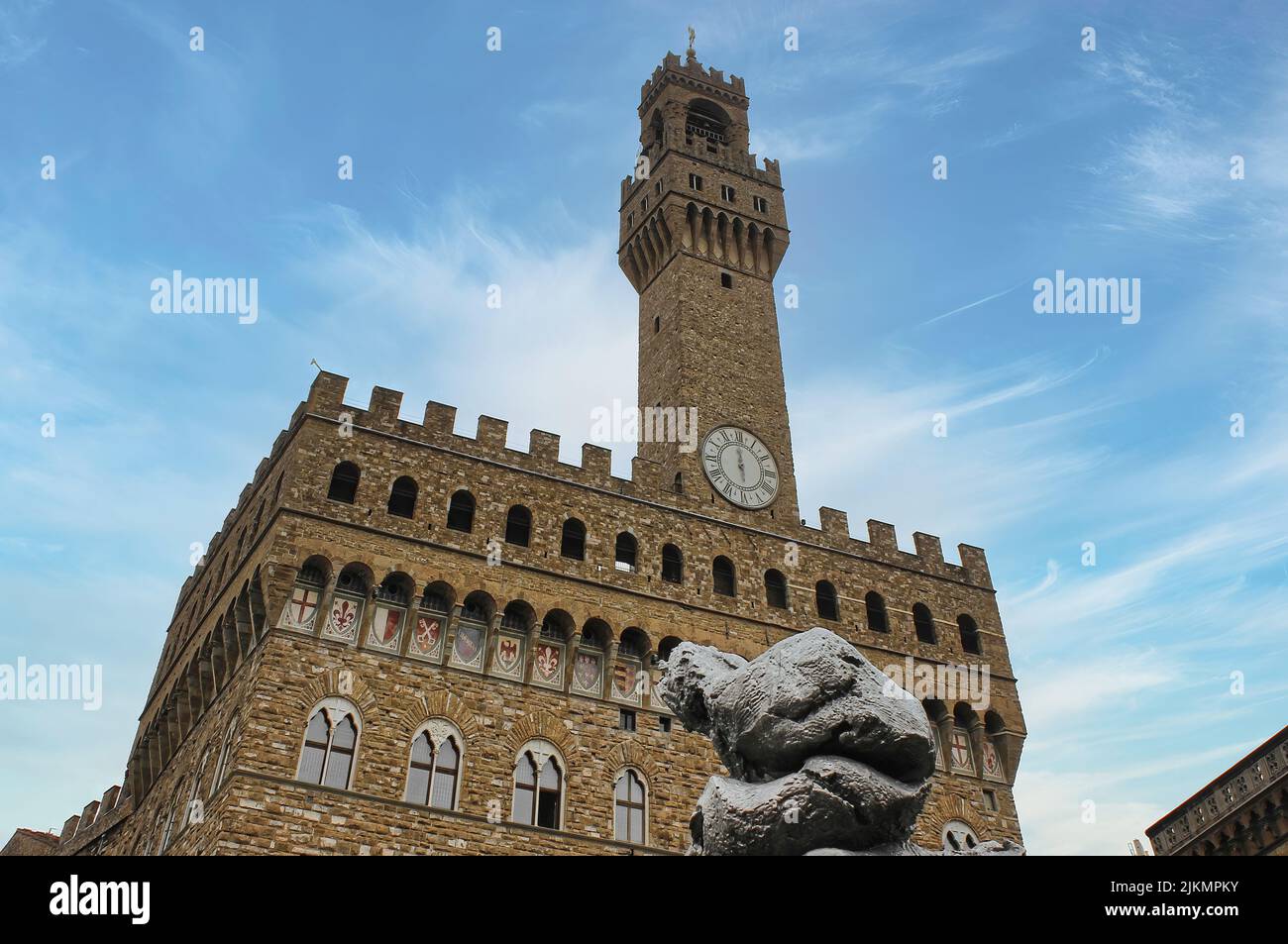 Il Palazzo Vecchio (Palazzo Vecchio o Palazzo della Signoria), Firenze - Italia. Foto Stock
