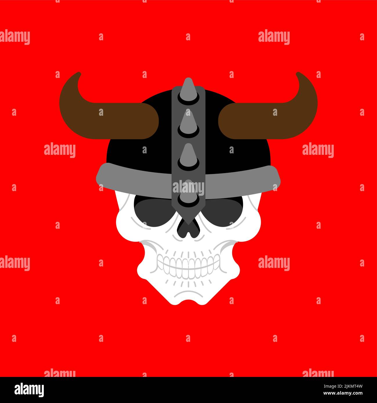 Cranio vichingo isolato. Cartello barbaro Skull. Berserker Skeleton Head, simbolo Illustrazione Vettoriale