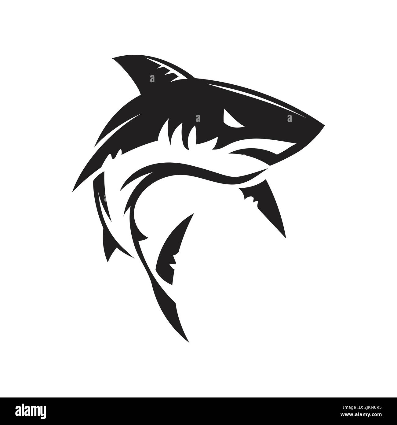 Uno splendido squalo nero su sfondo bianco Illustrazione Vettoriale