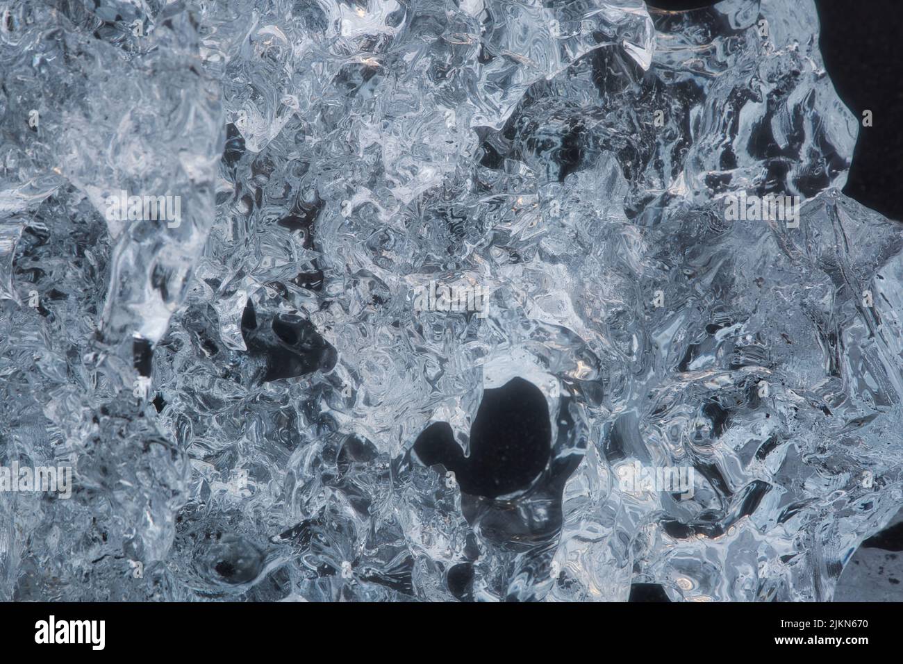 Una macro vista in primo piano del ghiaccio glaciale Foto Stock