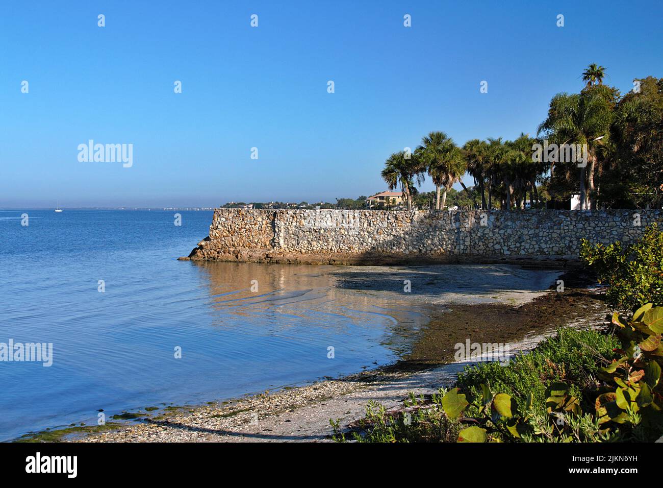 Una splendida vista sulla baia di Sarasota, Indian Beach, Sarasota, Florida Foto Stock