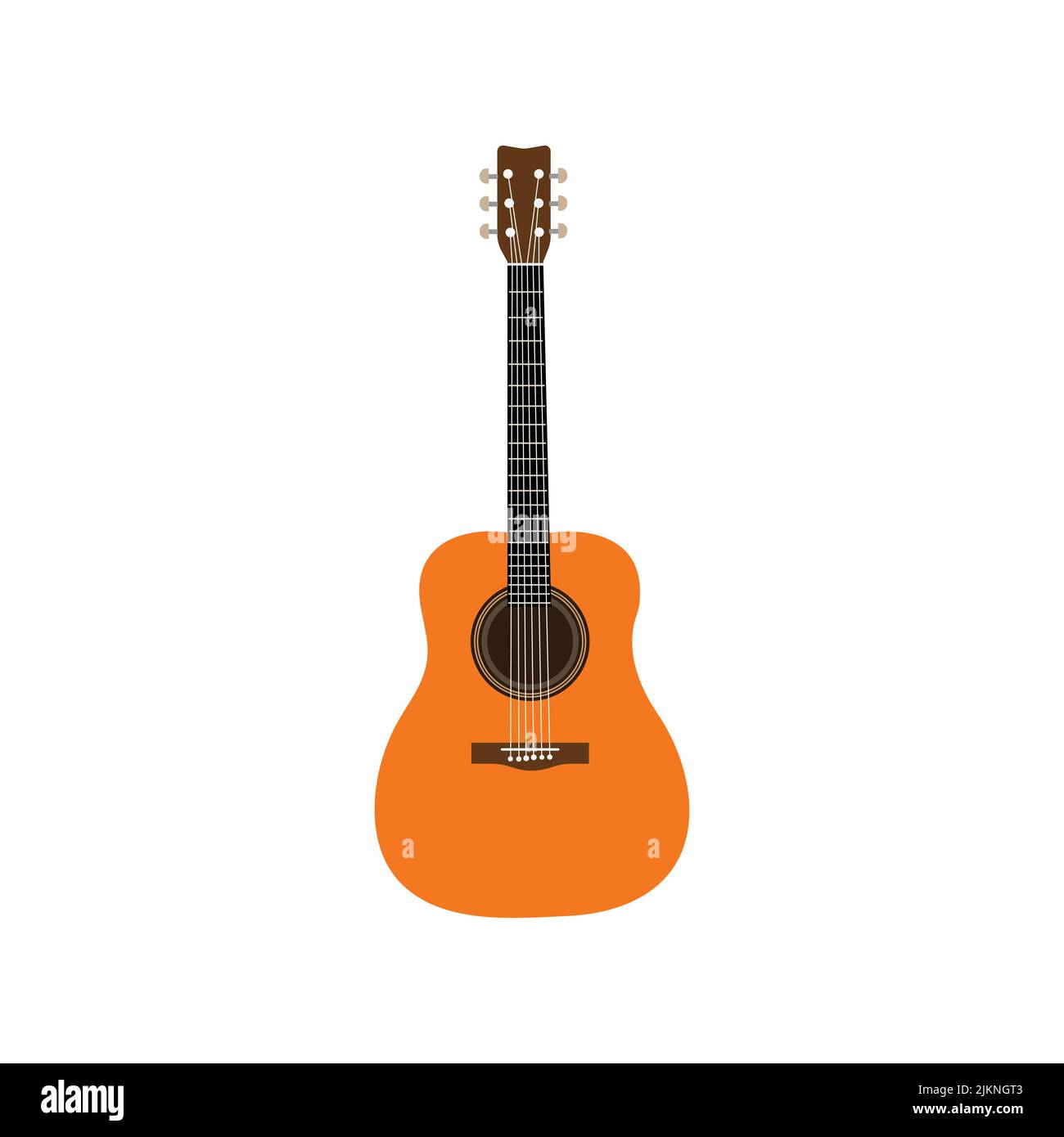 Una chitarra classica minimalista isolata su sfondo bianco Illustrazione Vettoriale