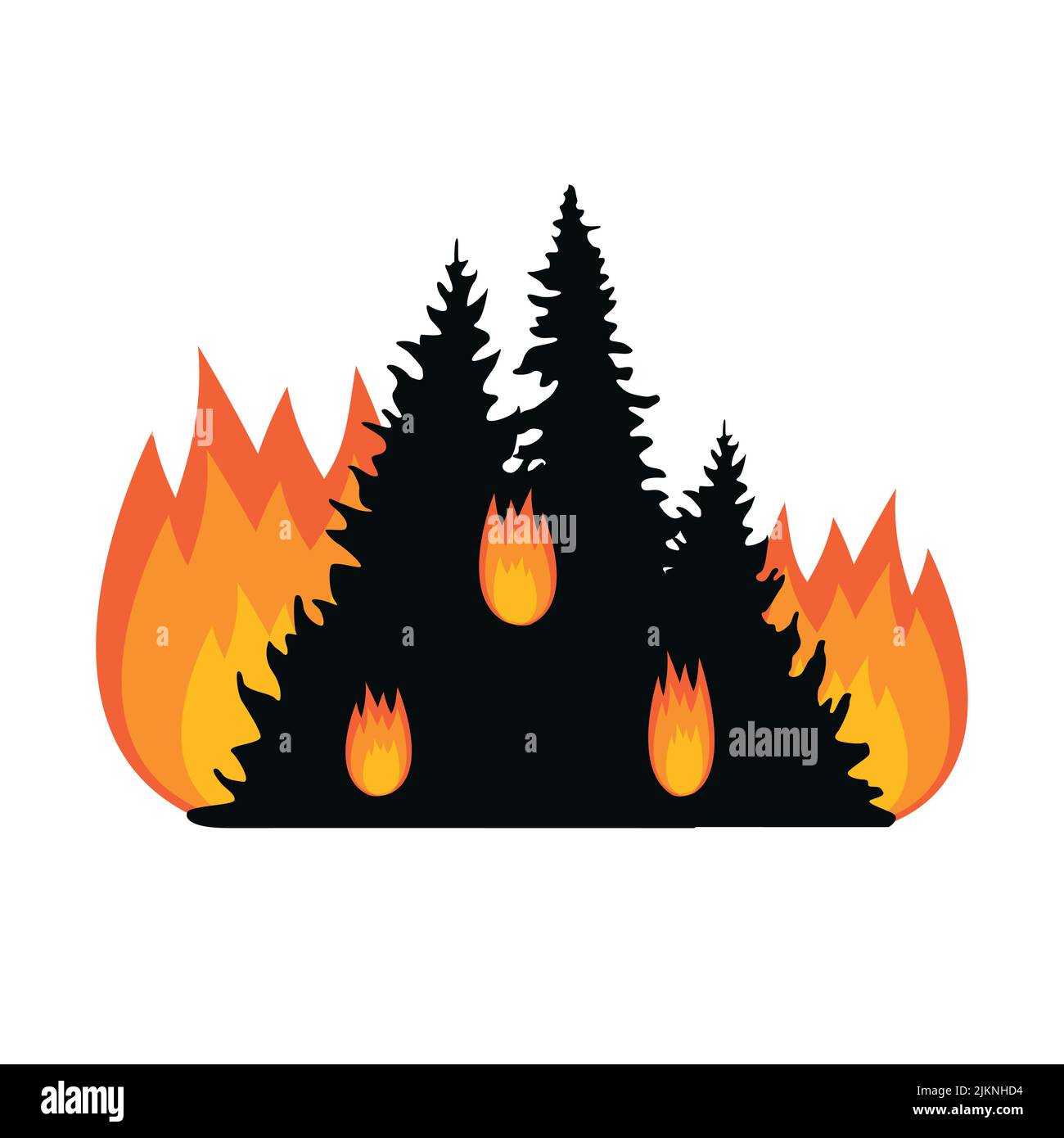 pericolo di incendio foresta bruciare alberi di abete illustrazione Illustrazione Vettoriale