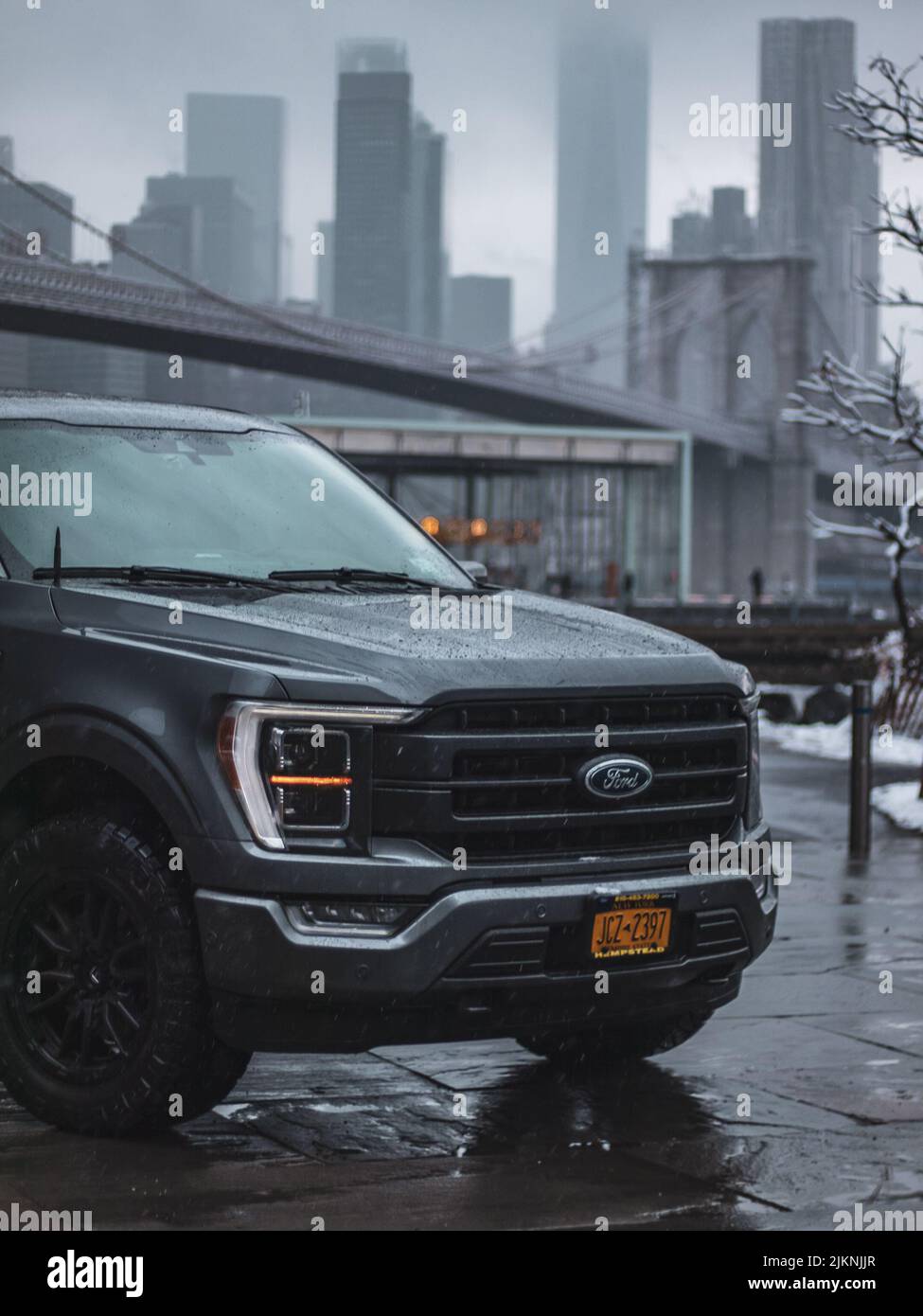 Un primo piano di un camion a New York City Foto Stock