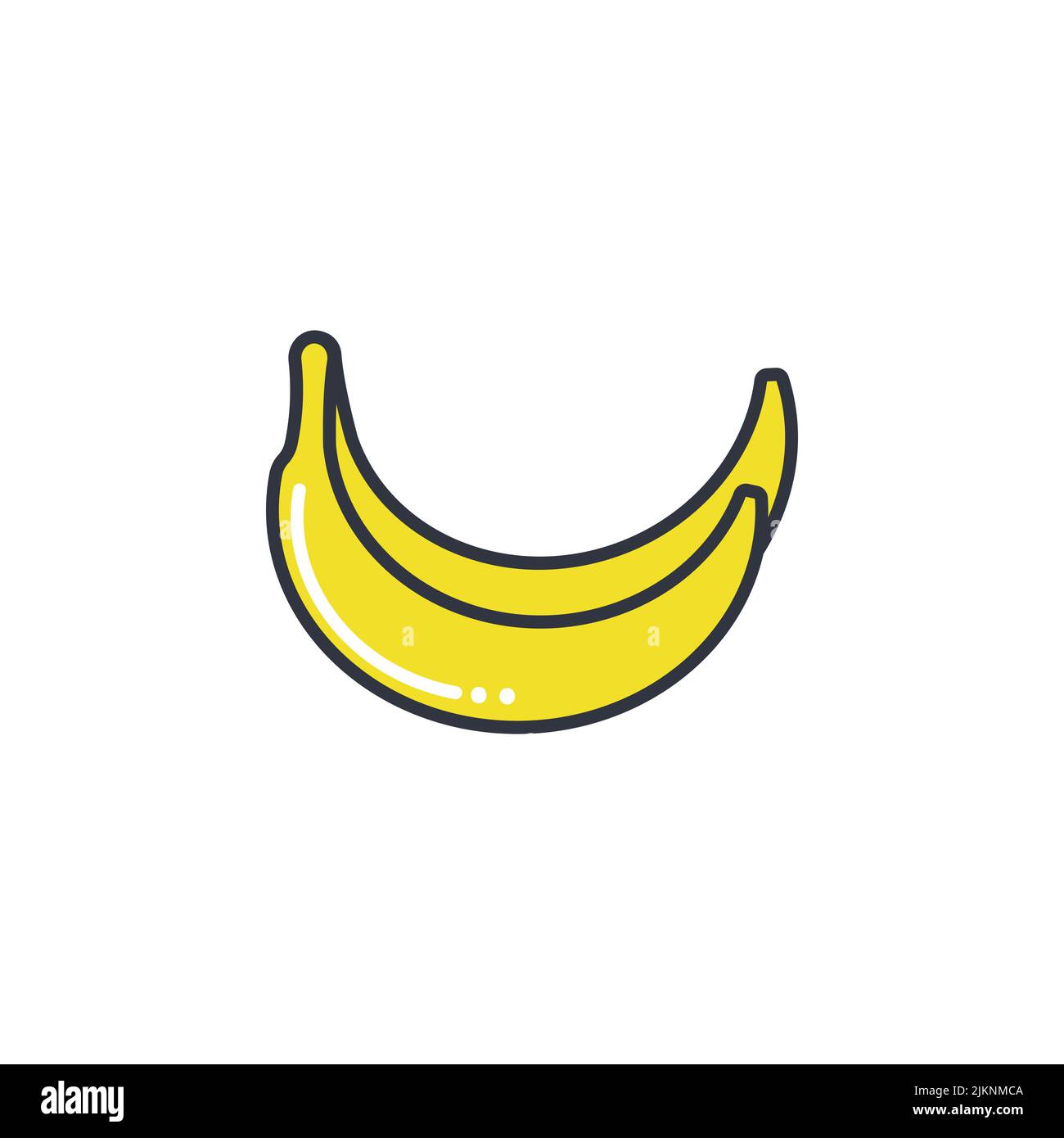 Mazzo banane colore linea icona vettore illustrazione. Semplice immagine esotica frutta tropicale. Logo giallo banane. Sano cibo biologico isolato Illustrazione Vettoriale