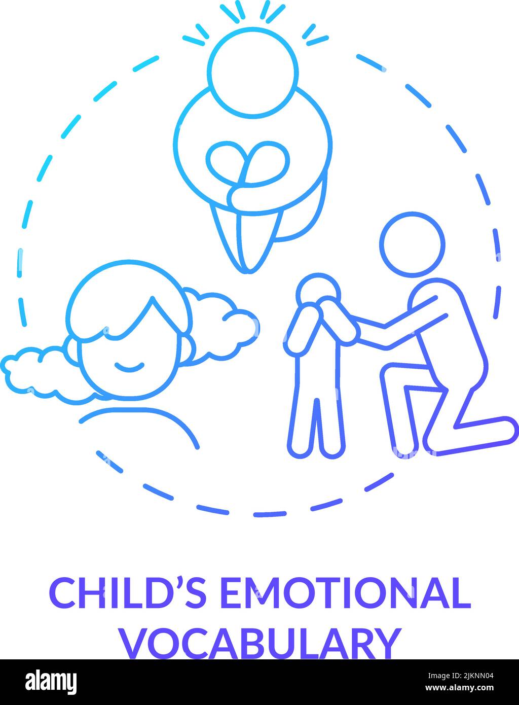Icona del concetto di gradiente blu del vocabolario emotivo del bambino Illustrazione Vettoriale