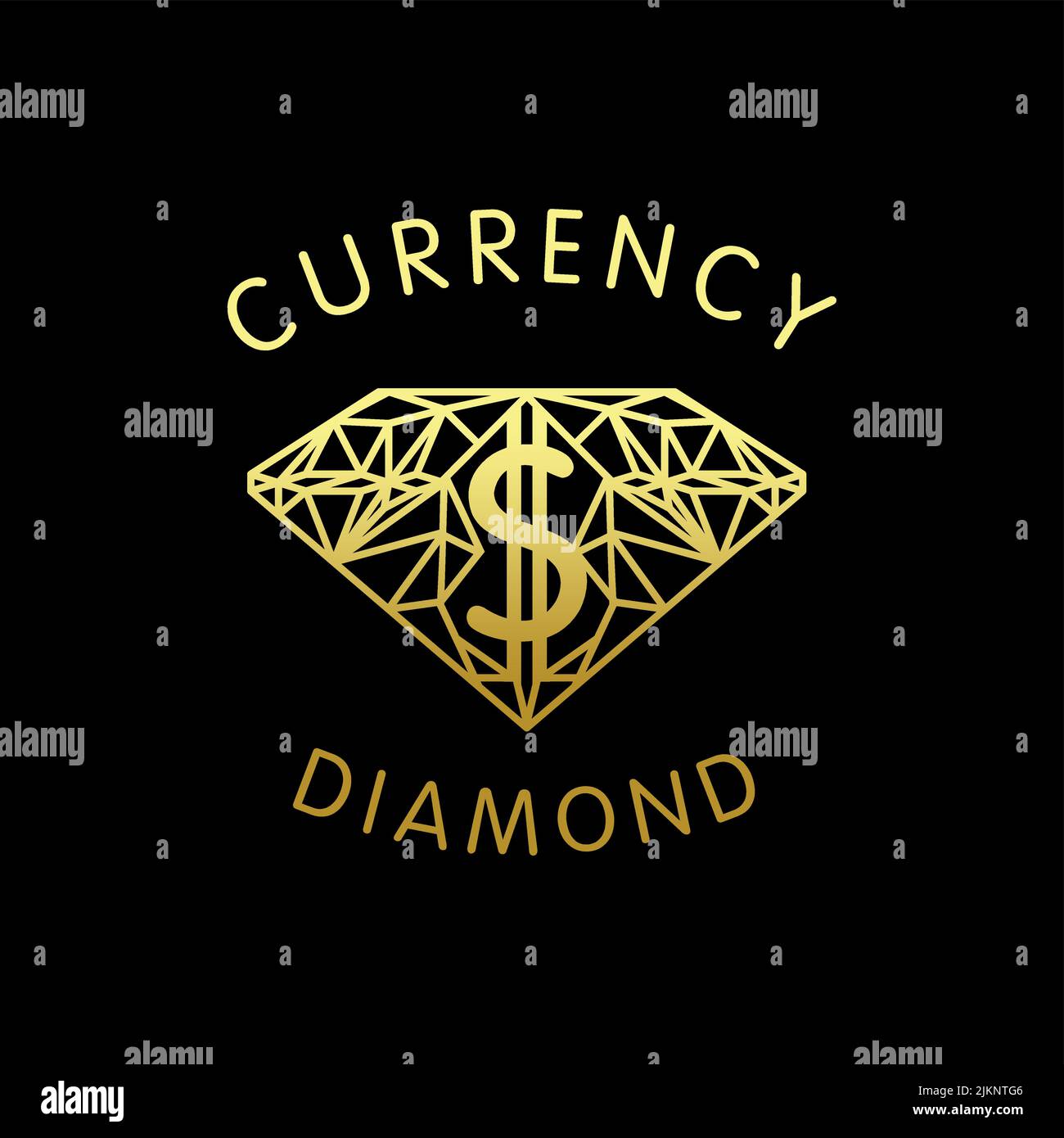 Illustrazione del diamante con valuta del dollaro per disegno di marchio di finanza, deposito dei monili, banca Illustrazione Vettoriale