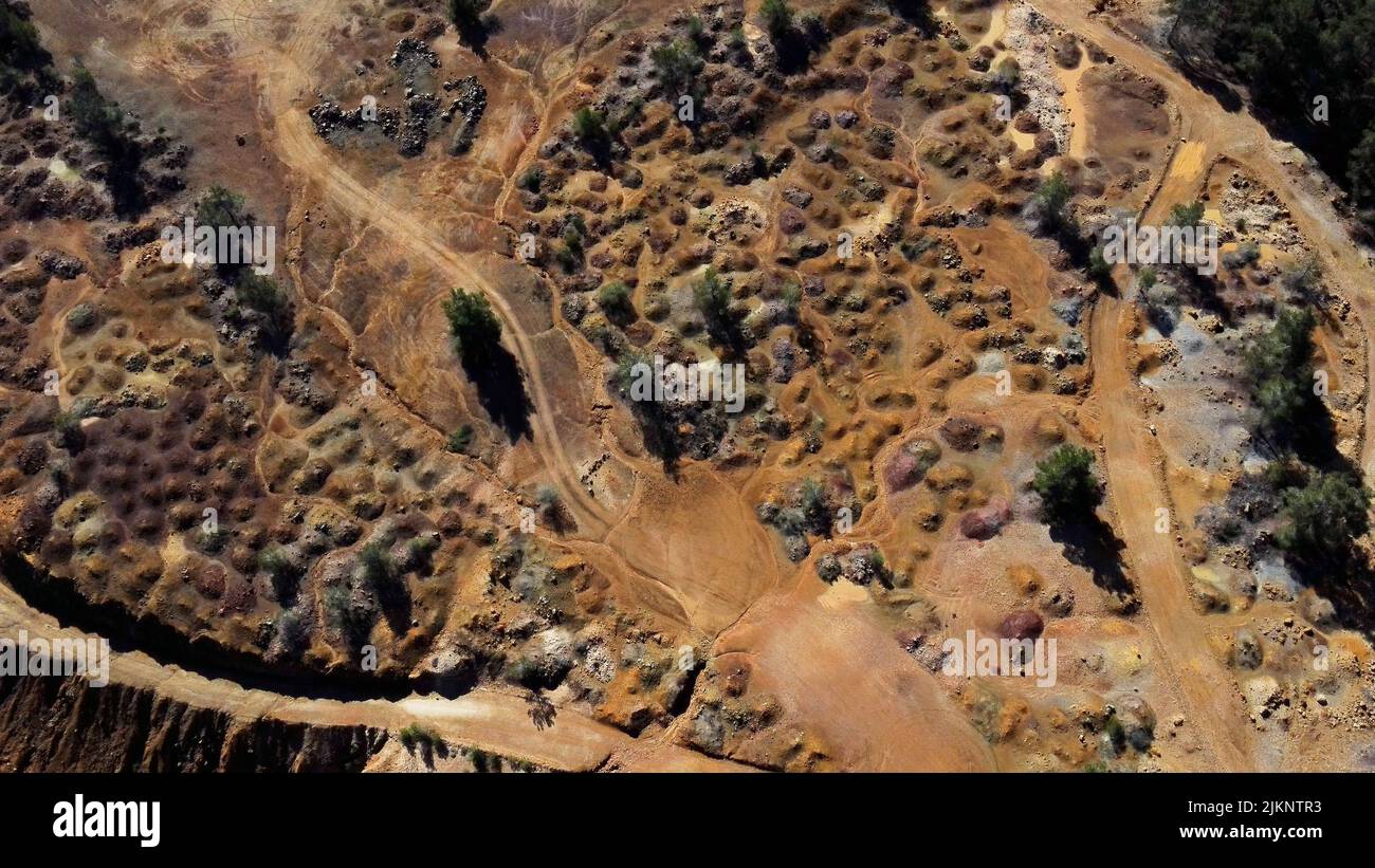 Un'immagine dall'alto di una terra sterile Foto Stock