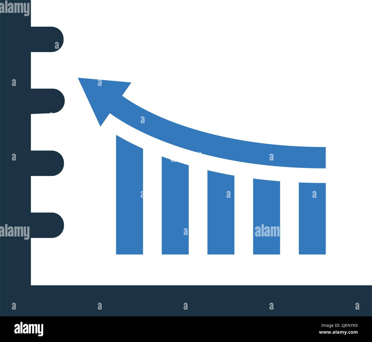 L'icona grafico, statistica, è isolata su sfondo bianco. Utilizzo per grafica e web design o scopi commerciali. File EPS vettoriale. Illustrazione Vettoriale