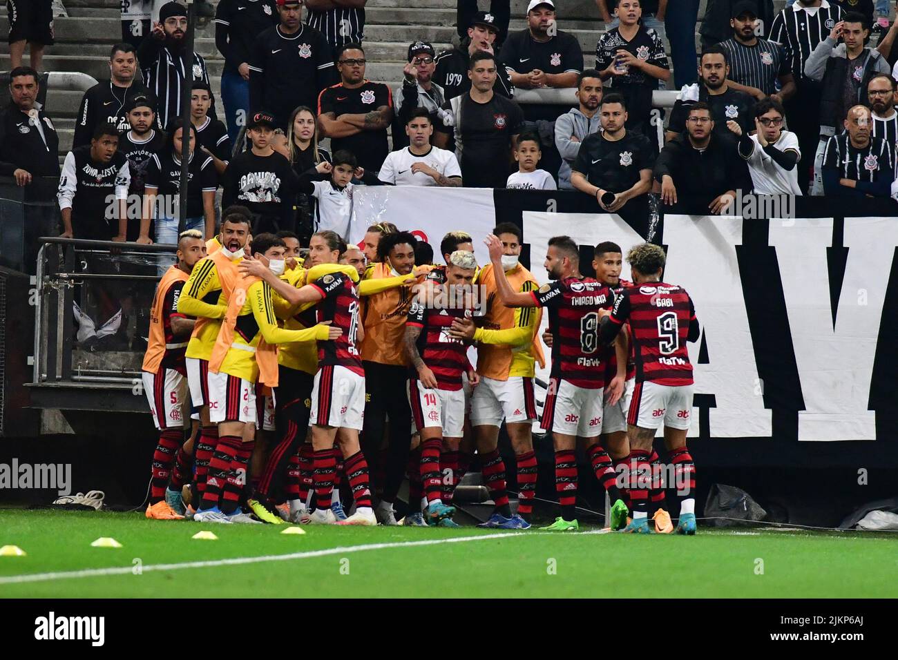 São PAULO, BRASILE - AGOSTO 2: Incontro tra Corinzi e Flamengo durante la Copa CONMEBOL Libertadores alla Neo Química Arena il 2 agosto 2022 a São Paulo, BRASILE. (Foto di Leandro Bernardes/PxImages) Credit: PX Images/Alamy Live News Foto Stock