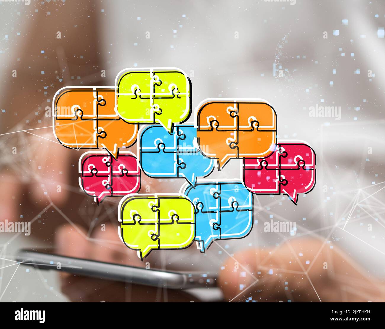 Il rendering 3D di un concetto di comunicazione, relativo al feedback Foto Stock