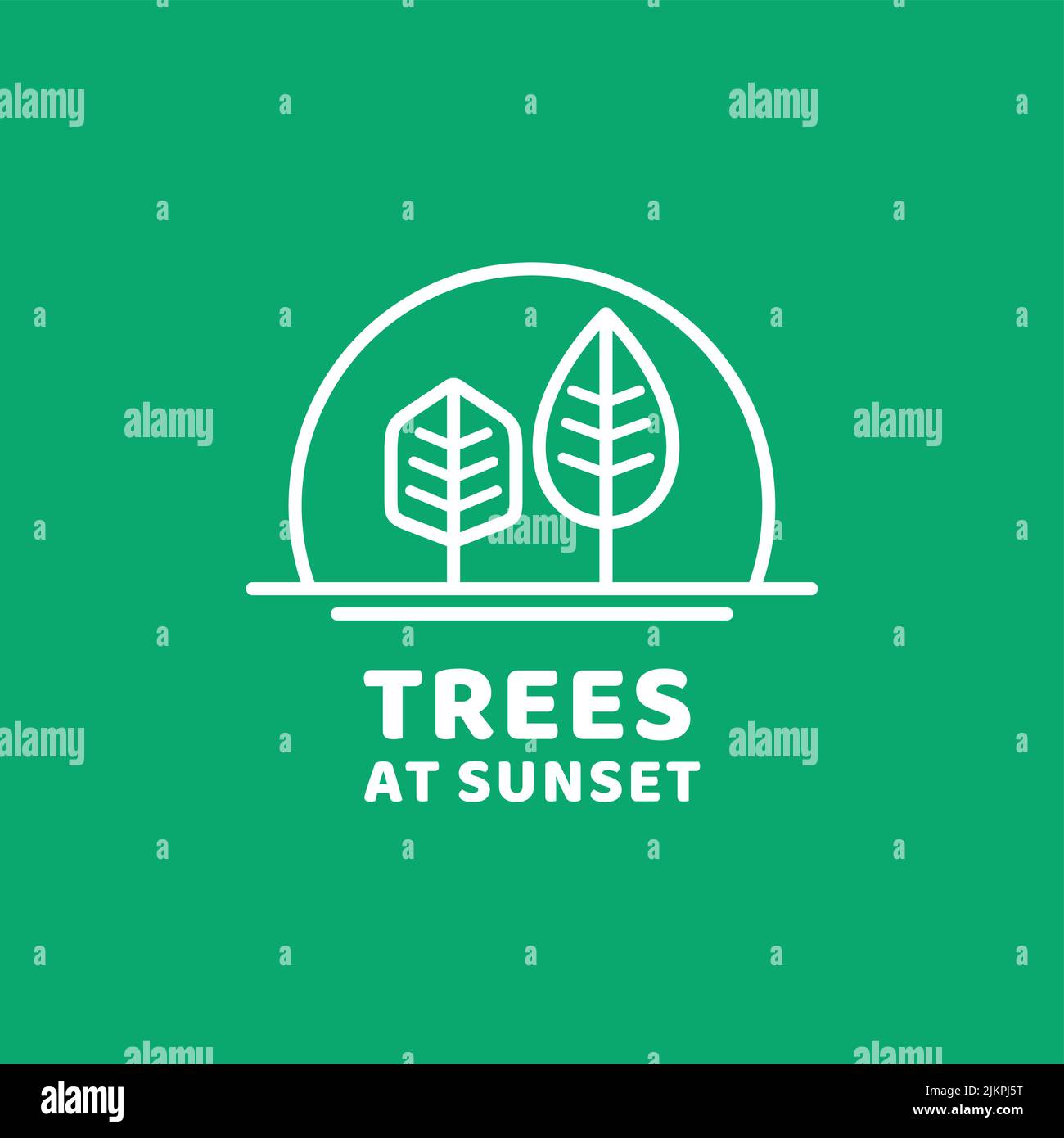 Semplice Tramonto albero stile Logo linea Art Vector Design Illustrazione Vettoriale