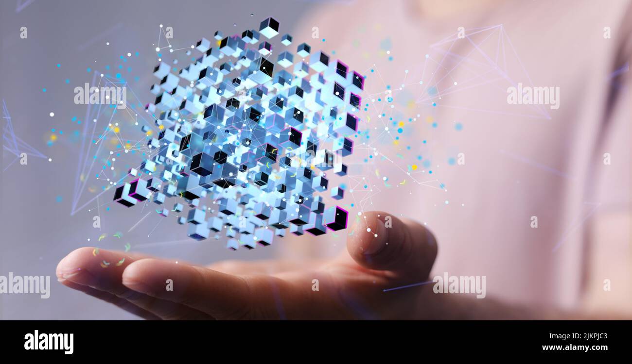 Concetto di infrastruttura Internet dei dati. Background astratto della tecnologia. 3D rendering. Foto Stock