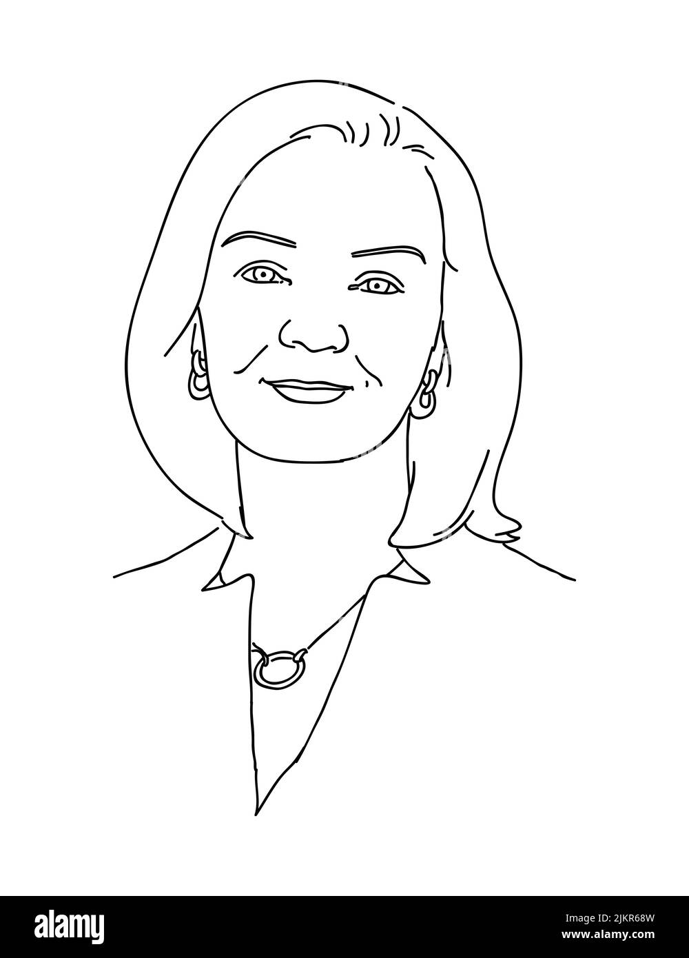 Liz Truss Vector Line ART Illustrazione Vettoriale
