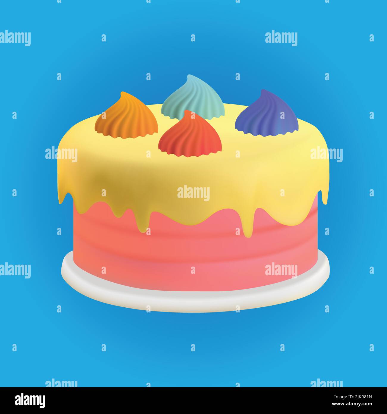 Illustrazione del vettore della torta di compleanno / 2 anni Immagine e  Vettoriale - Alamy