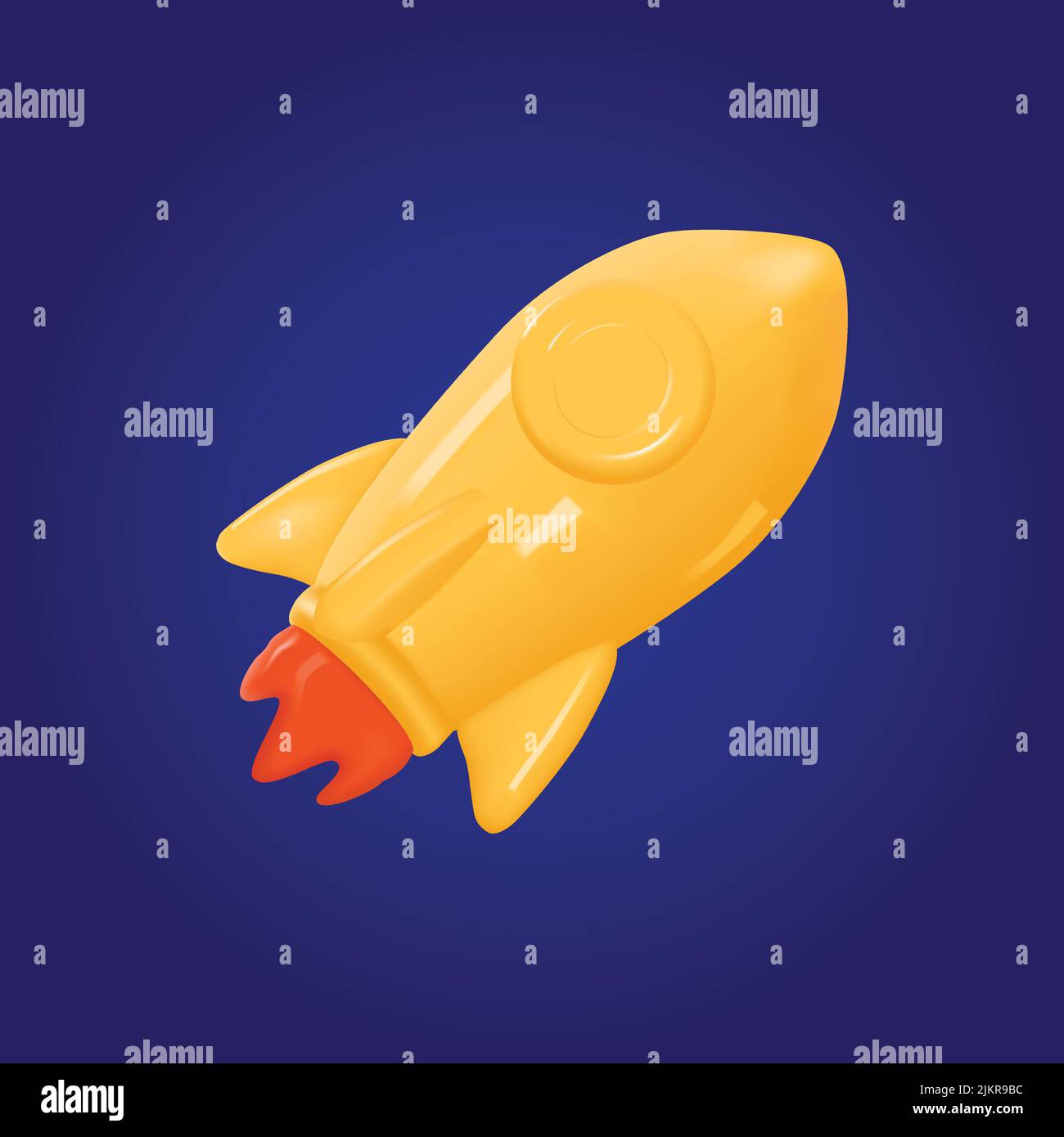 3d illustrazione del vettore razzo isolato su sfondo blu Illustrazione Vettoriale