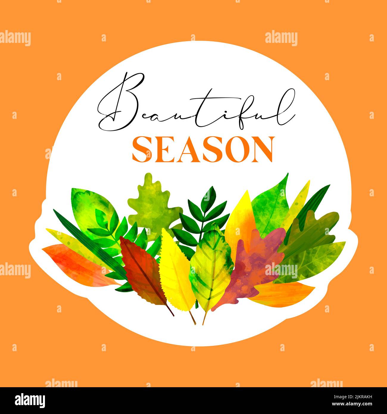 Autunno cornice sfondo illustrazione con foglie e testo bella stagione Illustrazione Vettoriale