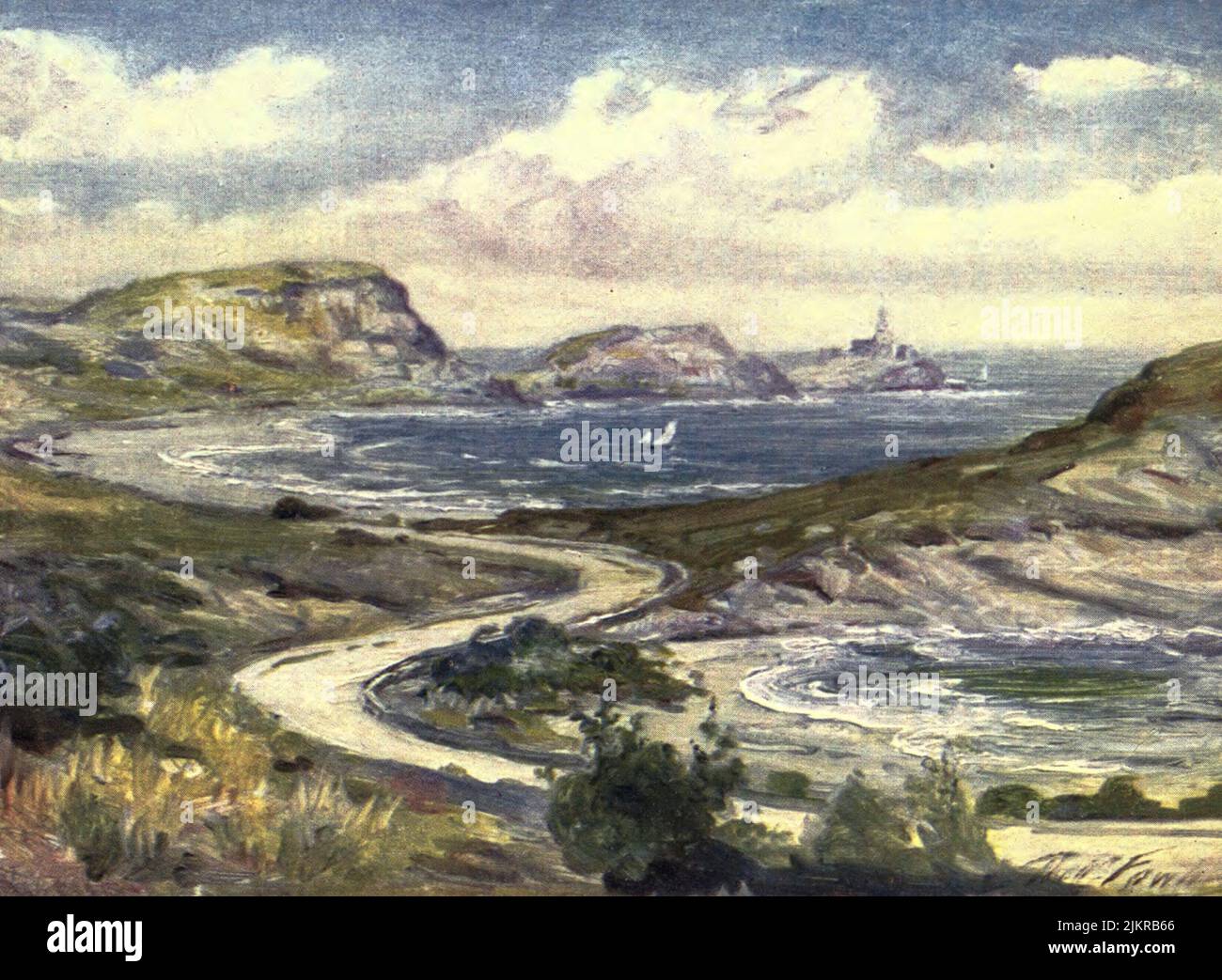 Visualizza vicino Mumbles, Swansea acquerello dipinto di Robert Fowler dal libro ' BEAUTIFUL WALES ' descritto da Edward Thomas Data di pubblicazione 1905 Editore Londra, A. & C. Black Foto Stock