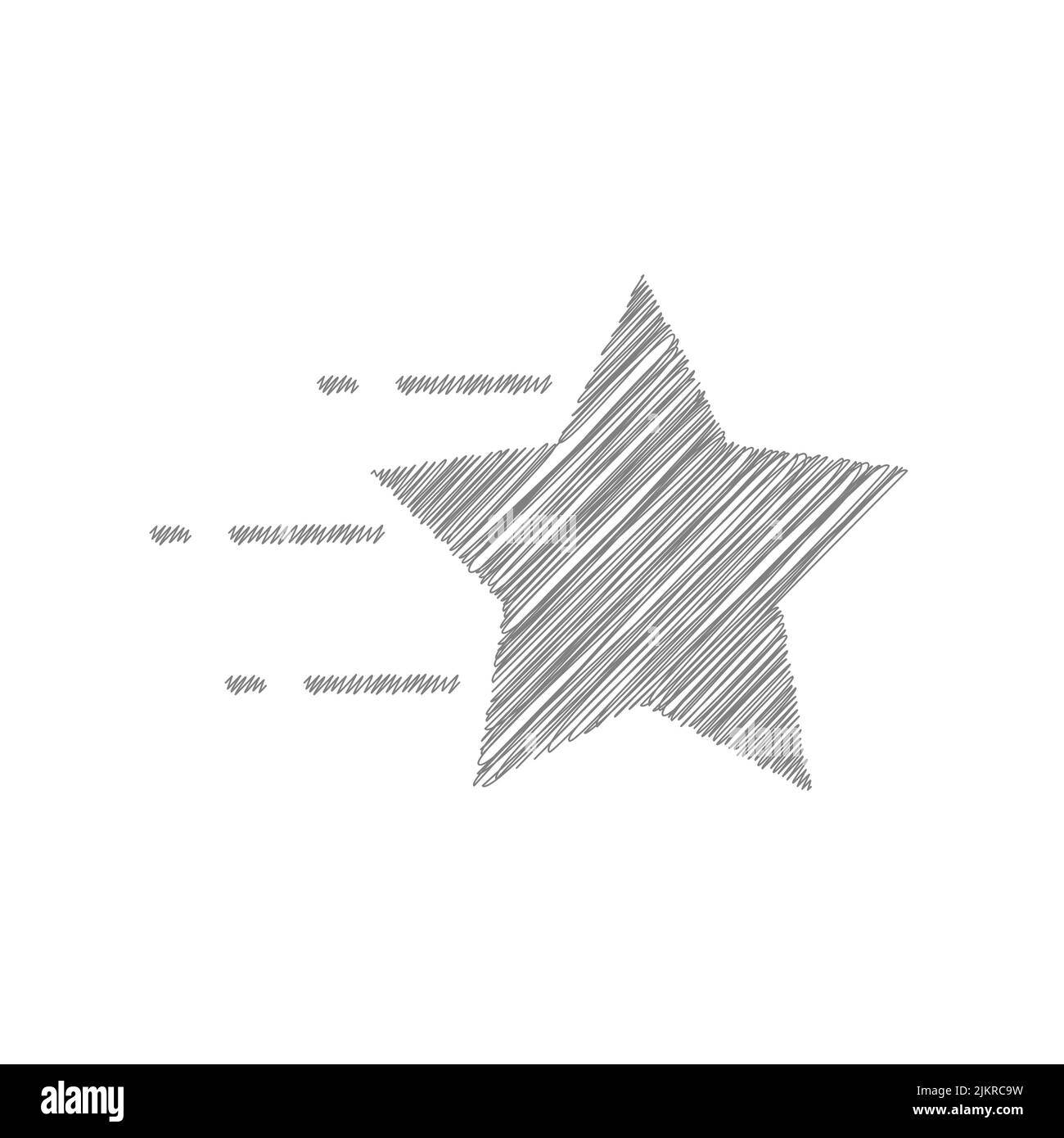 Icona vettore di schizzo grigio stella volante 2. Logo o simbolo a stella premium Illustrazione Vettoriale