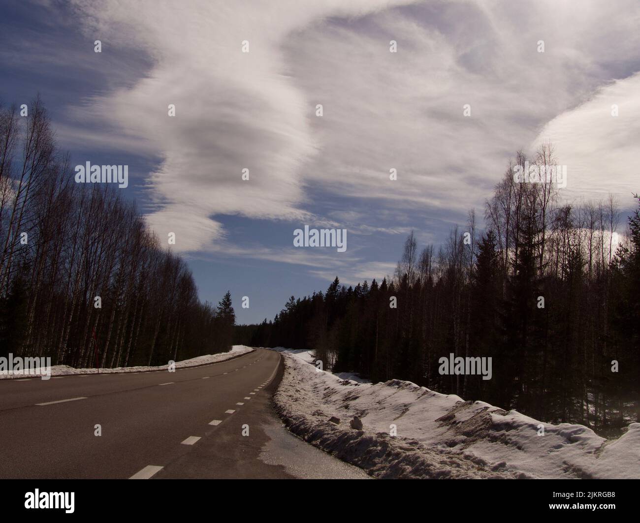 Strada nel nord della Svezia Foto Stock