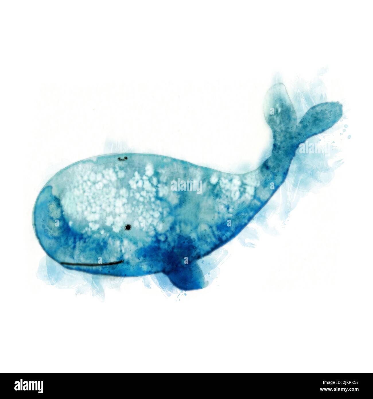 grande balena blu in acquerello Foto Stock
