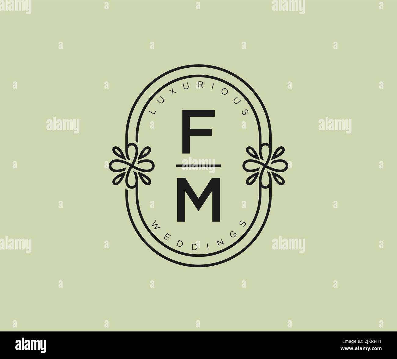 FM iniziali lettera matrimonio monogramma modello logo, a mano disegnata moderna minimalista e modelli floreali per biglietti di invito, Salva la data, elegante Illustrazione Vettoriale