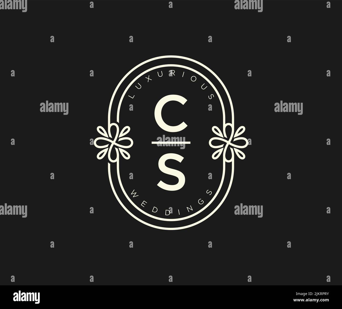 CS iniziali lettera modello logo monogramma matrimonio, modelli moderni minimalisti e floreali disegnati a mano per le carte di invito, Salva la data, elegante Illustrazione Vettoriale