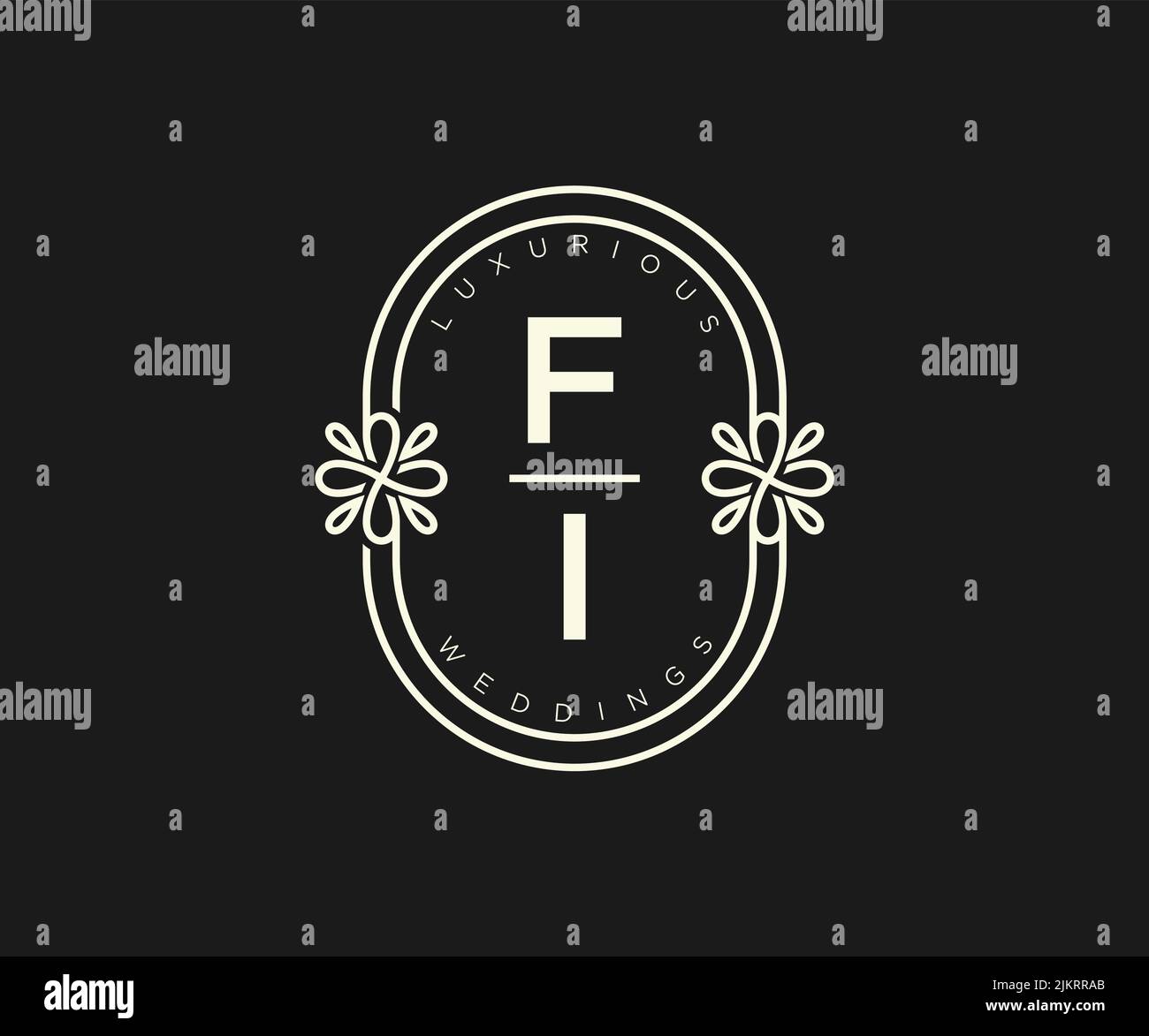 FI iniziali lettera modello logo monogramma matrimonio, modelli moderni minimalisti e floreali disegnati a mano per biglietti d'invito, Salva la data, elegante Illustrazione Vettoriale