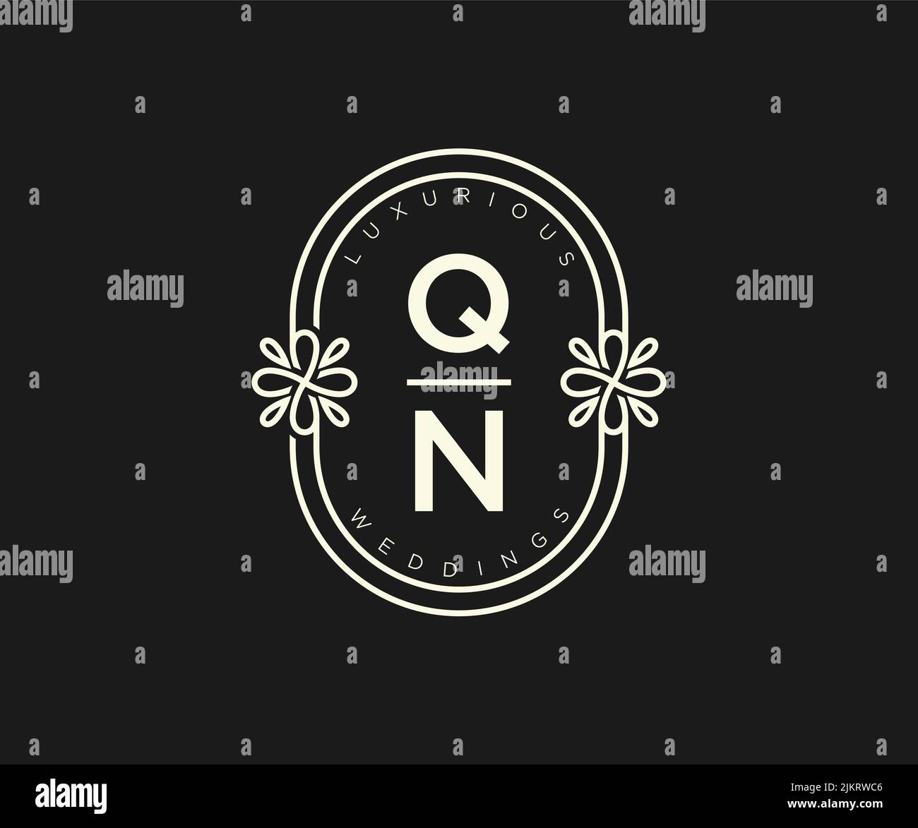 QN iniziali lettera matrimonio monogramma modello logo, a mano disegnata moderna minimalista e modelli floreali per carte di invito, Salva la data, elegante Illustrazione Vettoriale