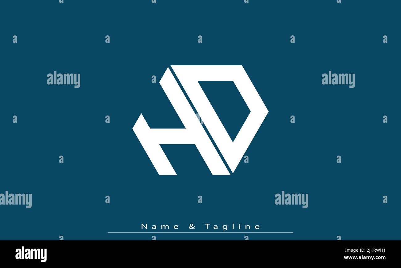 Lettere alfabetiche iniziali logo monogramma HD , DH Illustrazione Vettoriale