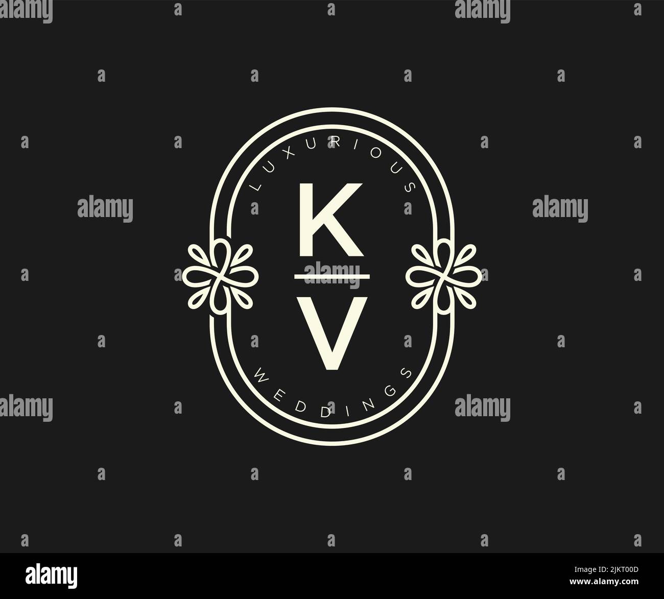 KV iniziali lettera Wedding monogramma modello logo, a mano disegnata moderna minimalista e modelli floreali per biglietti di invito, Salva la data, elegante Illustrazione Vettoriale