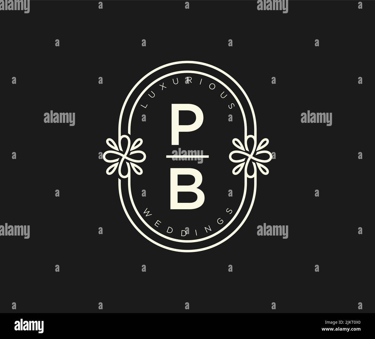 PB iniziali lettera matrimonio monogramma modello logo, a mano disegnata moderna minimalista e modelli floreali per carte di invito, Salva la data, elegante Illustrazione Vettoriale