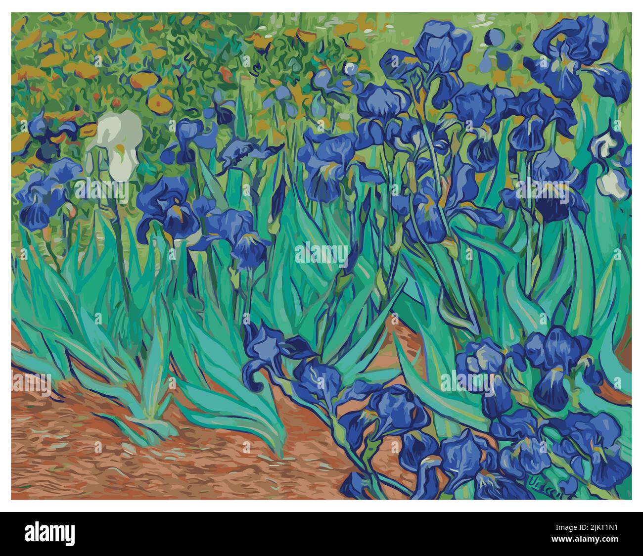 Vincent Van Gogh Irises classico vettore di pittura d'arte isolato su sfondo bianco Illustrazione Vettoriale