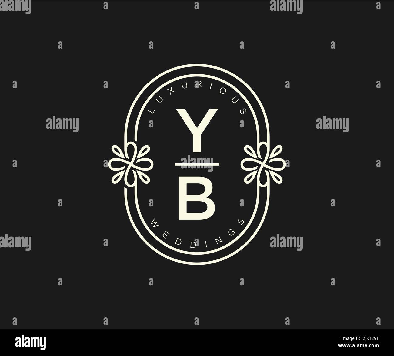 YB iniziali lettera monogramma modello logo matrimonio, modelli moderni minimalisti e floreali disegnati a mano per le carte di invito, Salva la data, elegante Illustrazione Vettoriale
