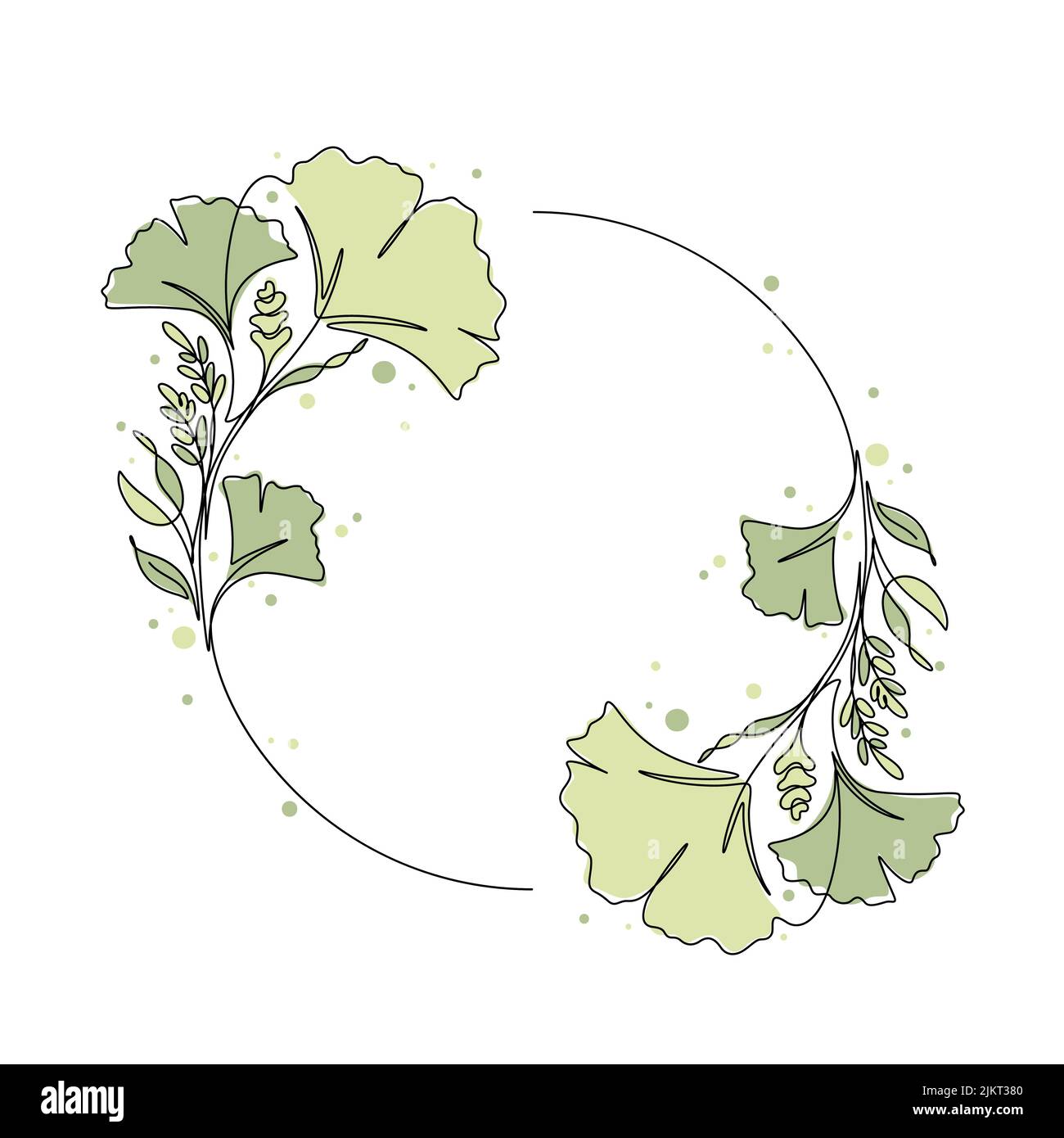 ginkgo albero e foglia cerchio ornamento floreale vettore illustrazione per decorazione, ornato, ecc Illustrazione Vettoriale