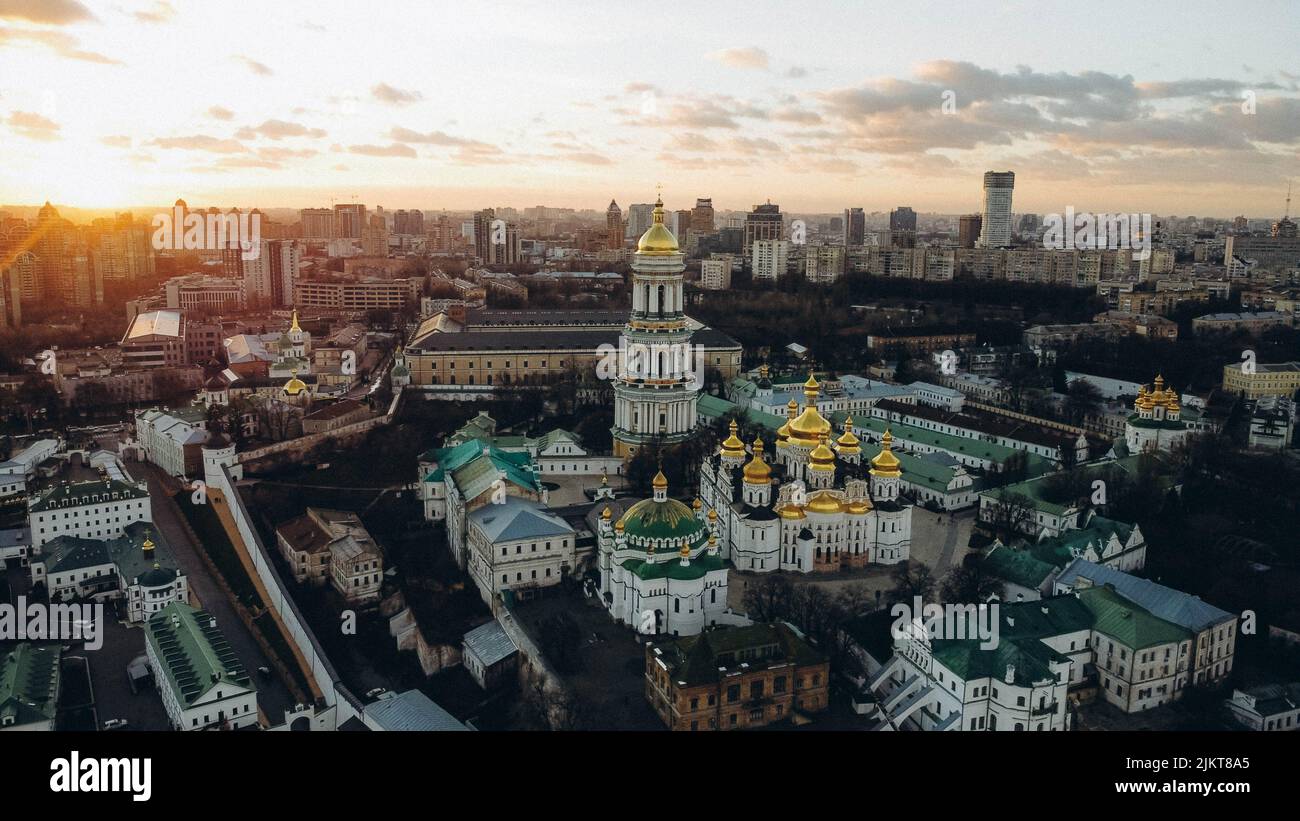 Una vista aerea del monastero di Kiev-Pechersk Lavra a Kiev, Ukaine Foto Stock