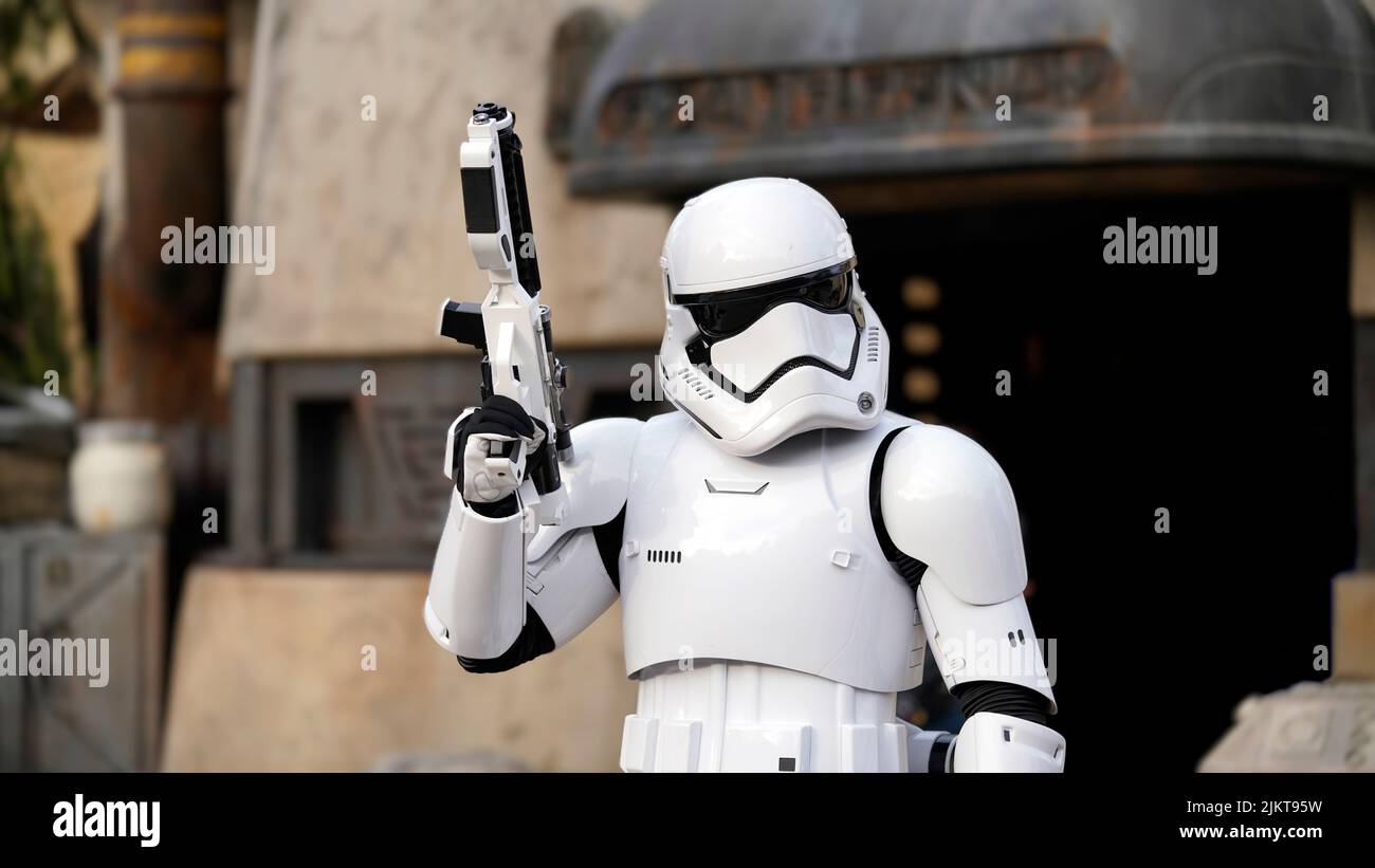 Il primo ordine Stormtrooper a Disneyland ad Anaheim. Foto Stock