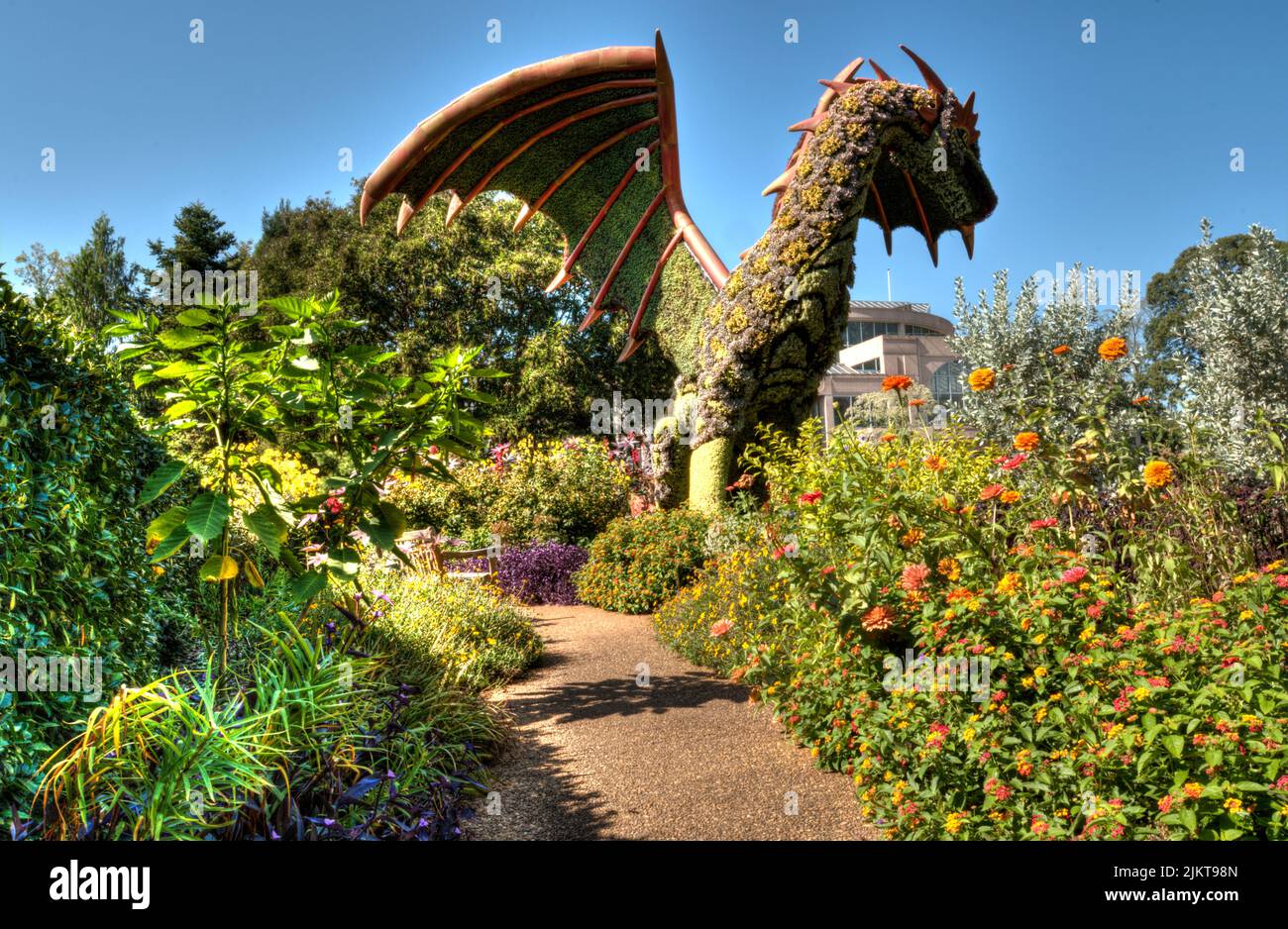 La scultura floreale del Drago presso i Giardini Botanici di Atlanta negli Stati Uniti Foto Stock