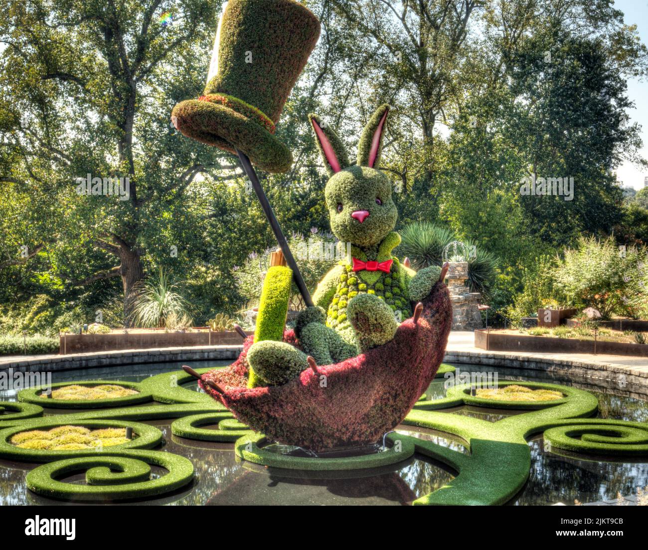 La scultura di fiori Bunny presso i Giardini Botanici di Atlanta negli Stati Uniti Foto Stock