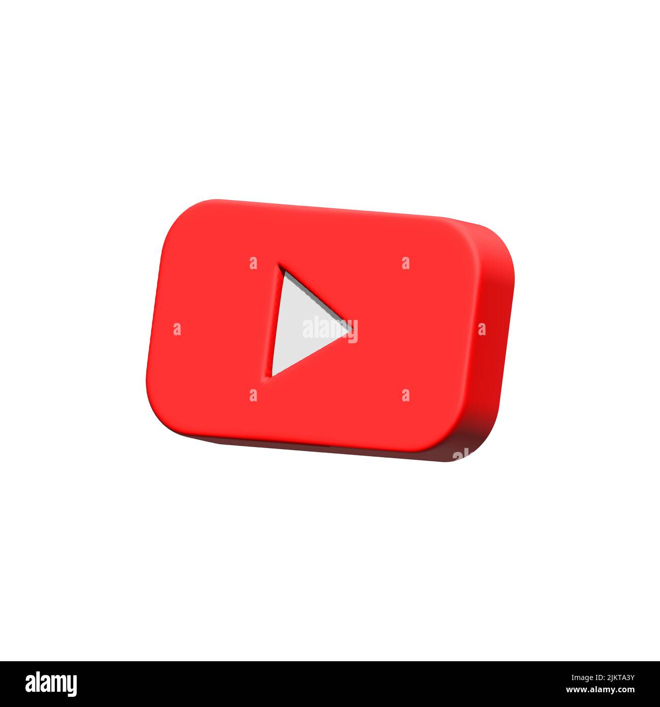 Un rendering 3D del logo YouTube isolato su sfondo bianco Foto Stock